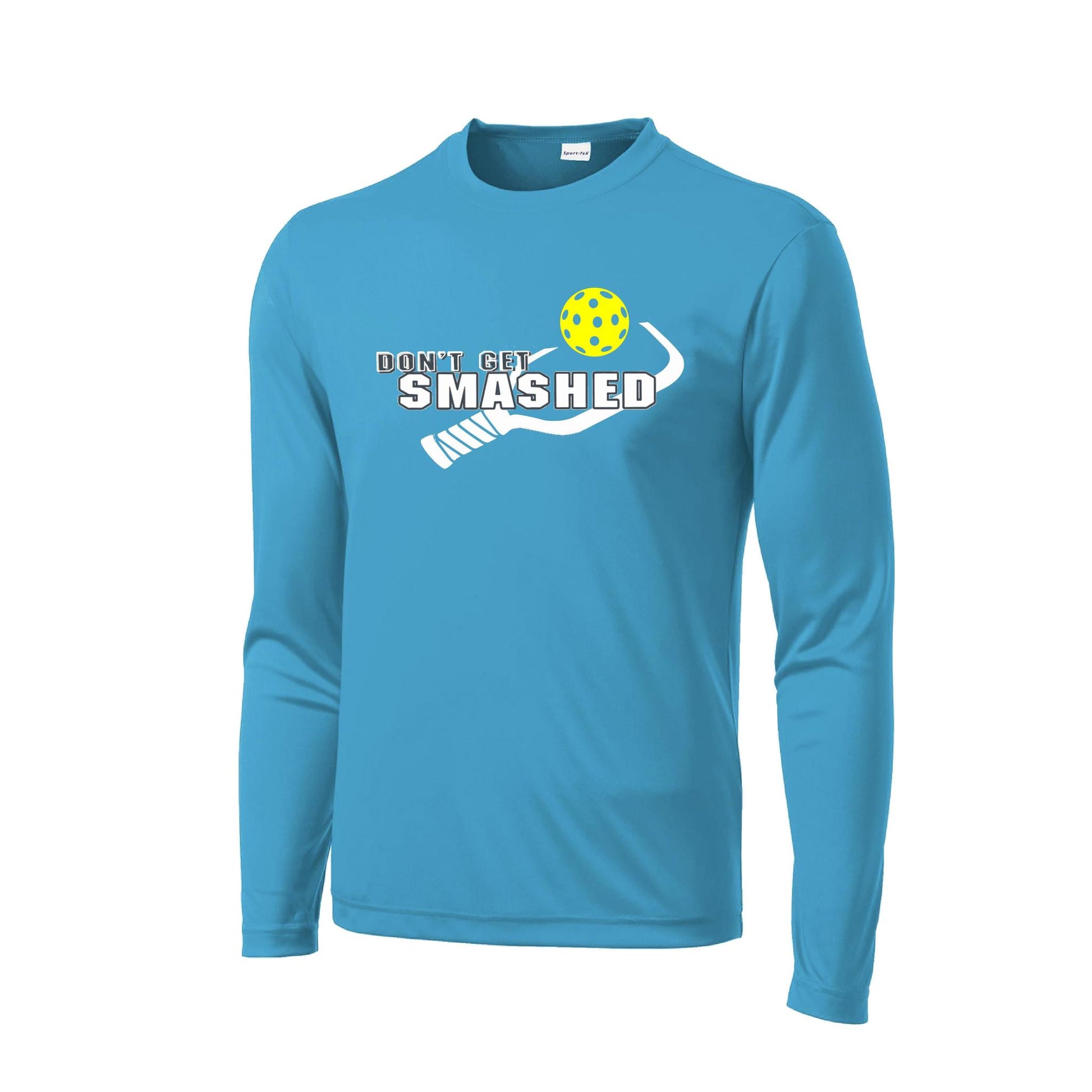Don't Get Smashed With Pickleballs (Purple White Yellow) Customizable | Men's Long Sleeve Athletic Performance T-Shirt | 100% Polyester