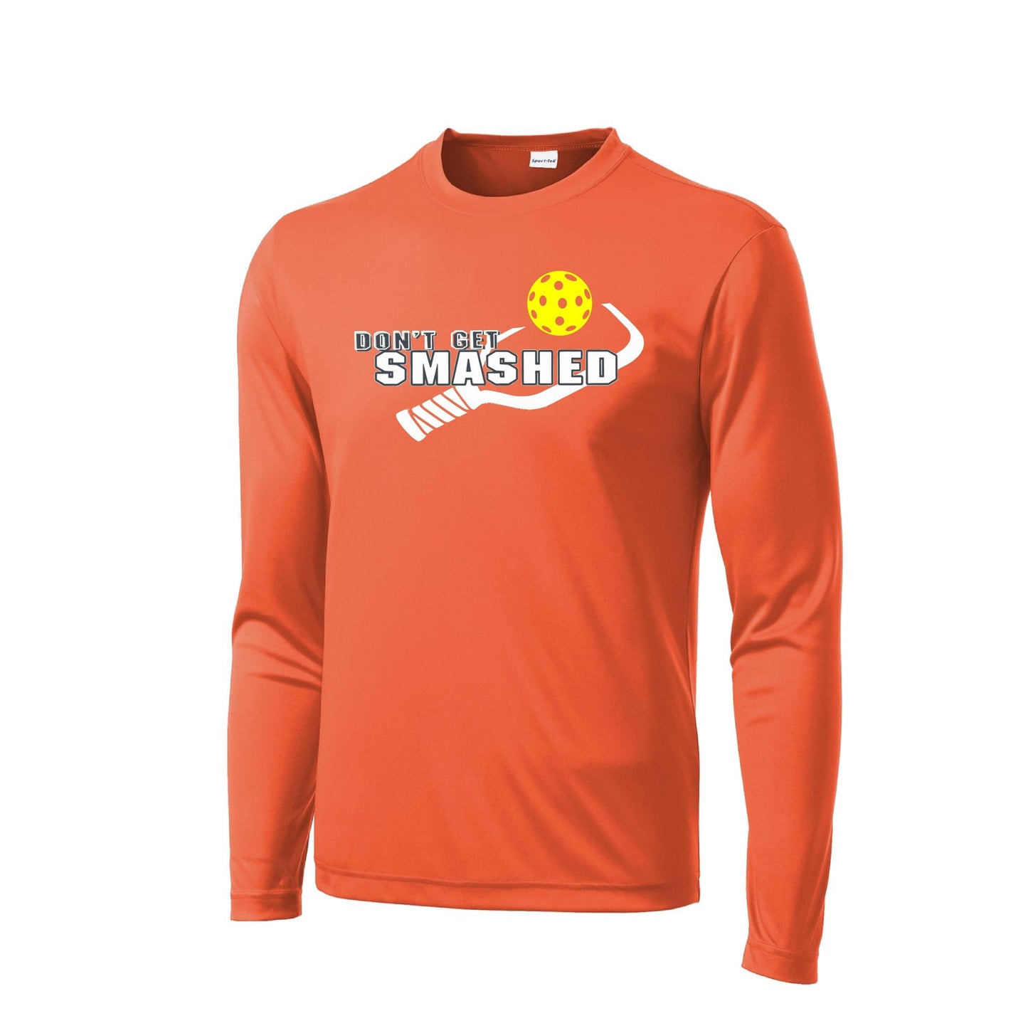 Don't Get Smashed With Pickleballs (Purple White Yellow) Customizable | Men's Long Sleeve Athletic Performance T-Shirt | 100% Polyester