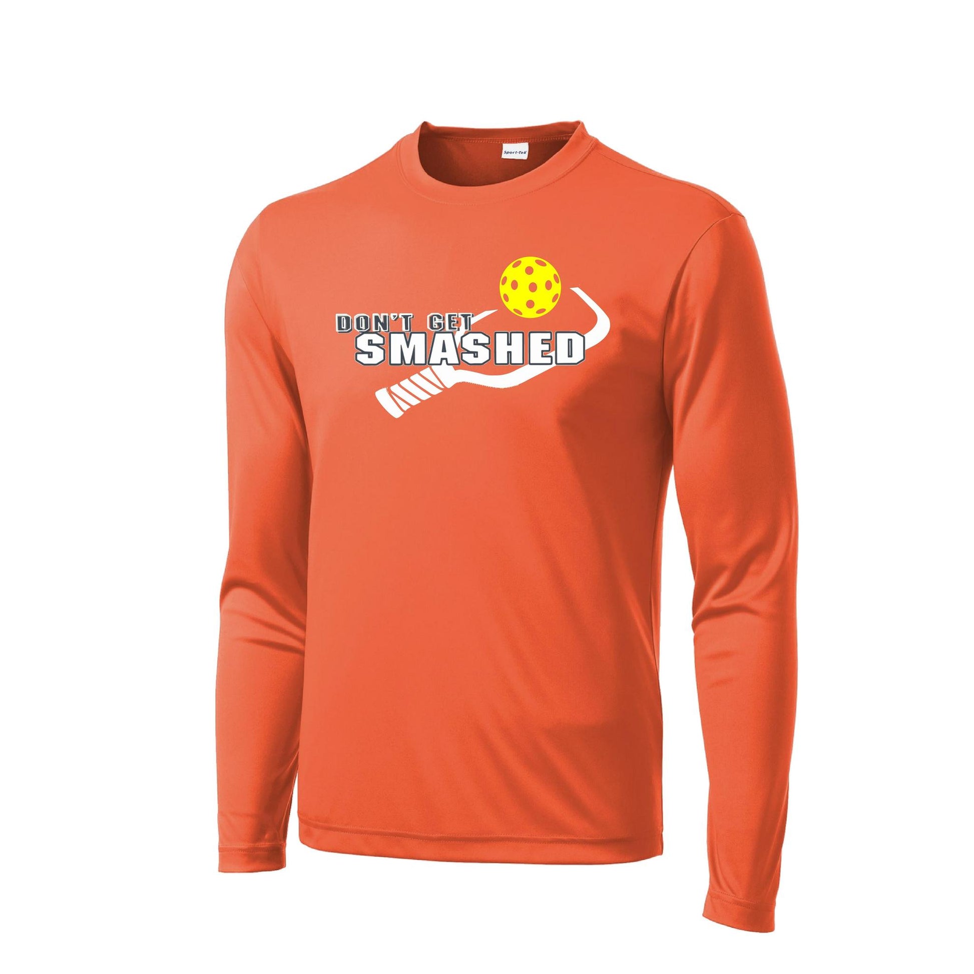 Don't Get Smashed With Pickleballs (Purple White Yellow) Customizable | Men's Long Sleeve Athletic Performance T-Shirt | 100% Polyester