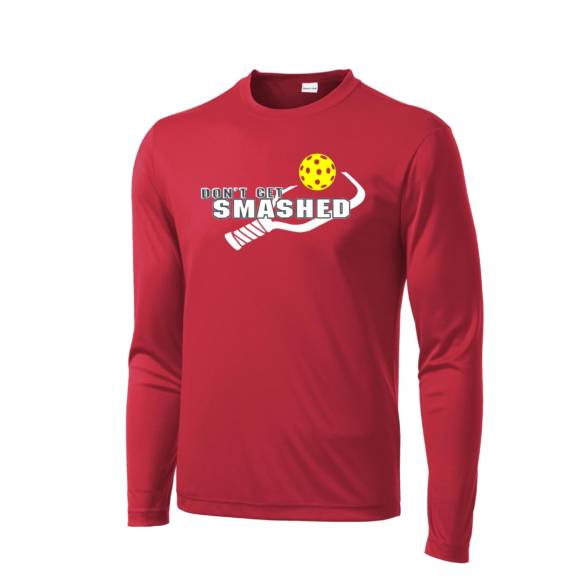 Don't Get Smashed With Pickleballs (Purple White Yellow) Customizable | Men's Long Sleeve Athletic Performance T-Shirt | 100% Polyester