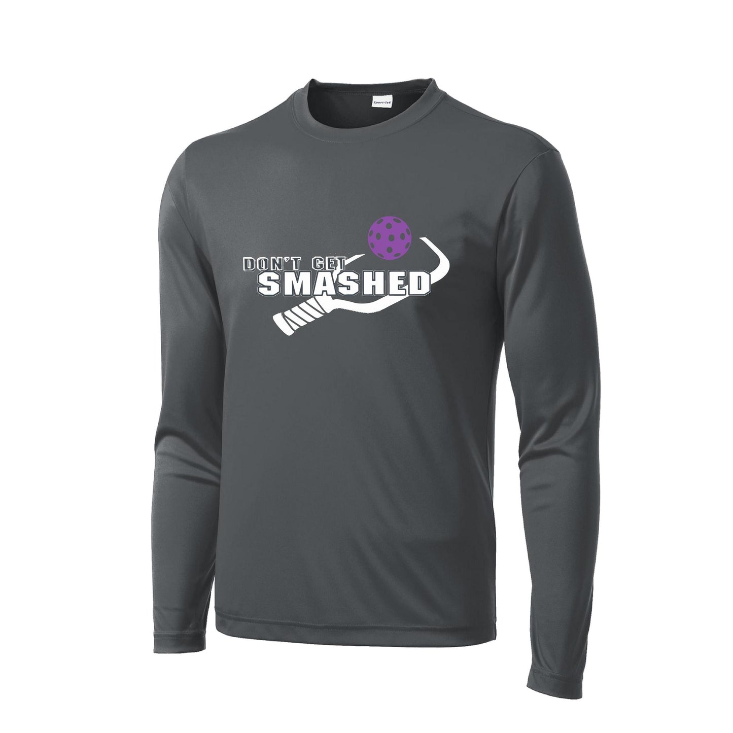 Don't Get Smashed With Pickleballs (Purple White Yellow) Customizable | Men's Long Sleeve Athletic Performance T-Shirt | 100% Polyester
