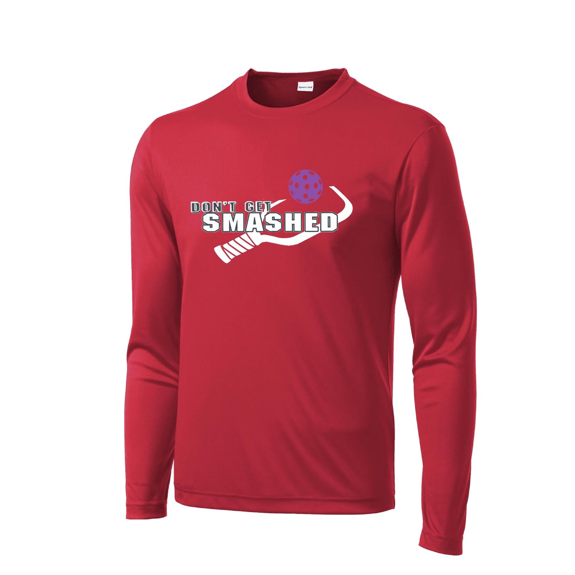 Don't Get Smashed With Pickleballs (Purple White Yellow) Customizable | Men's Long Sleeve Athletic Performance T-Shirt | 100% Polyester