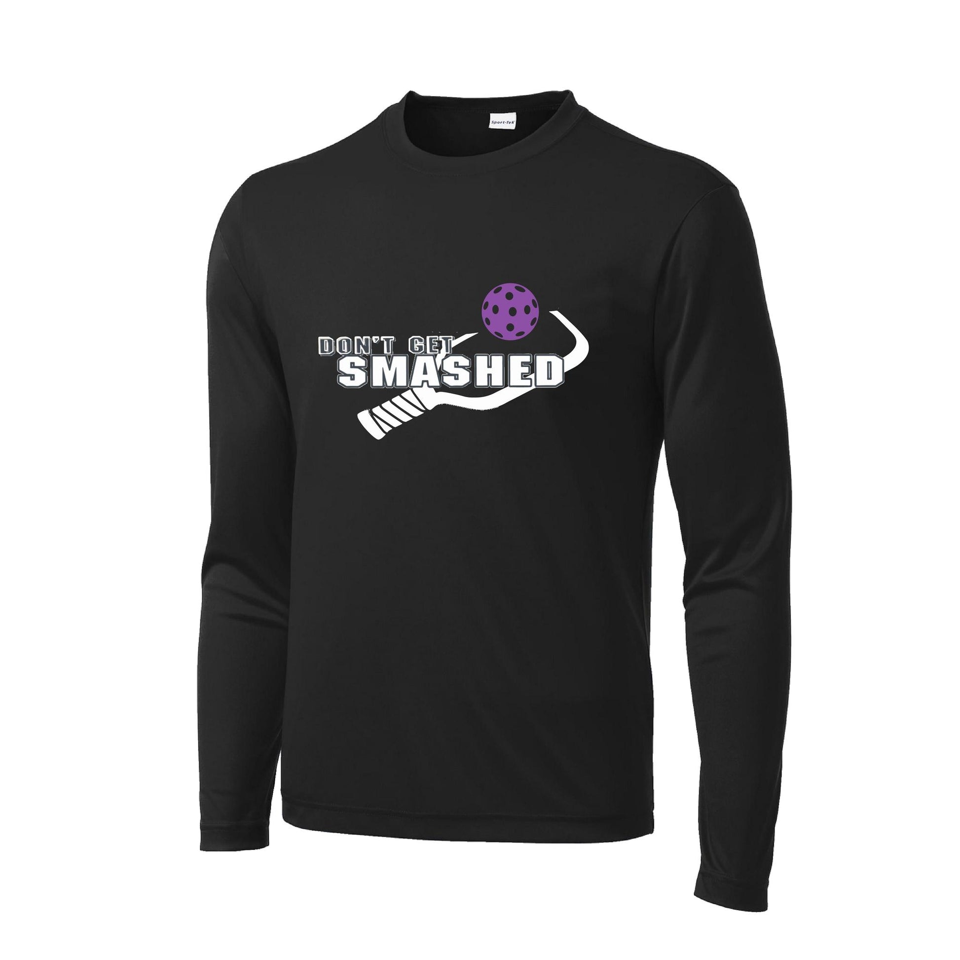 Don't Get Smashed With Pickleballs (Purple White Yellow) Customizable | Men's Long Sleeve Athletic Performance T-Shirt | 100% Polyester