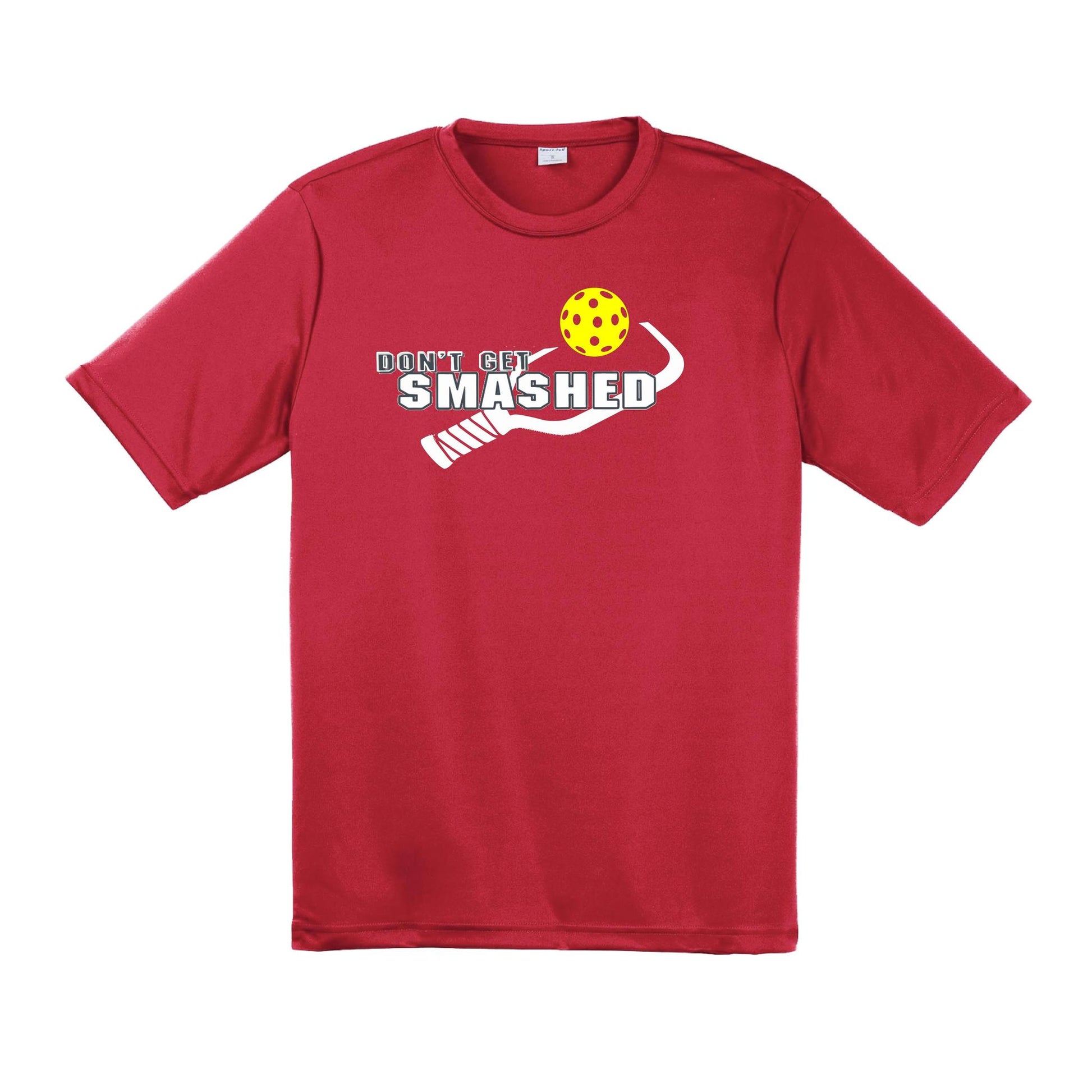 Don't Get Smashed With Pickleballs (Purple White Yellow) Customizable | Men's Short Sleeve Pickleball Performance T-Shirt | 100% Polyester