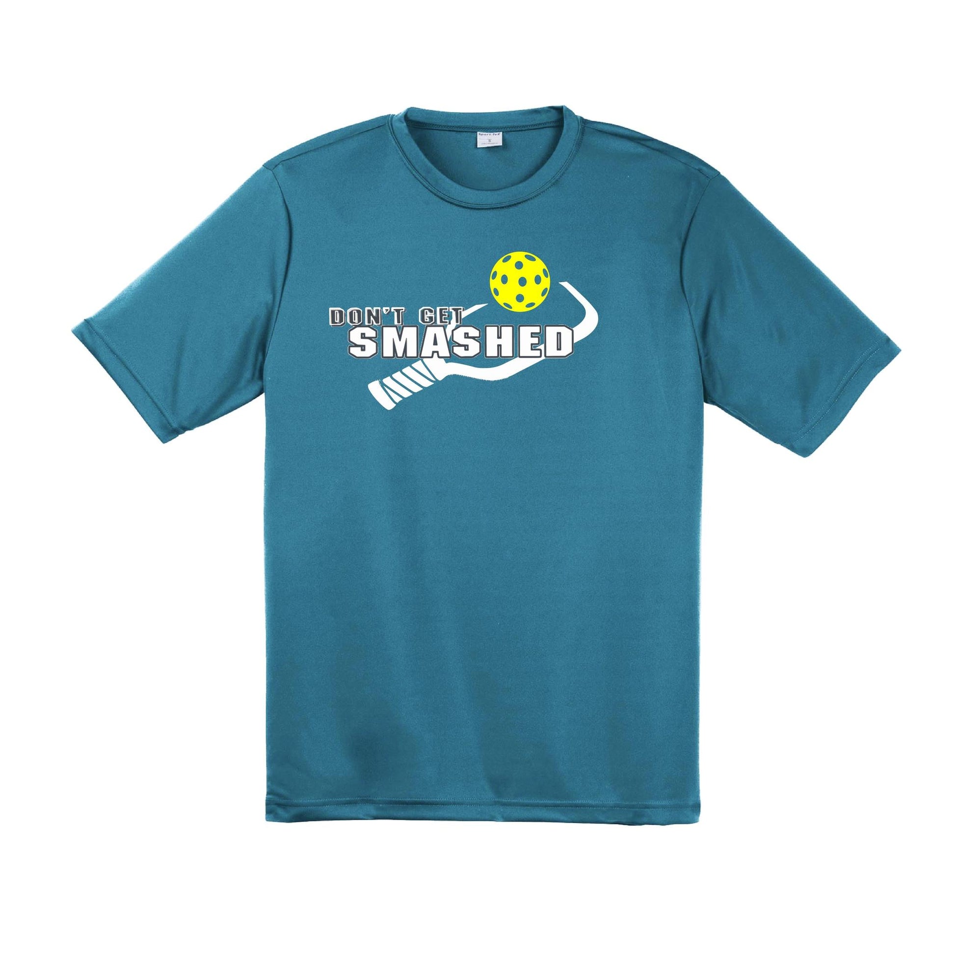 Don't Get Smashed With Pickleballs (Purple White Yellow) Customizable | Men's Short Sleeve Pickleball Performance T-Shirt | 100% Polyester