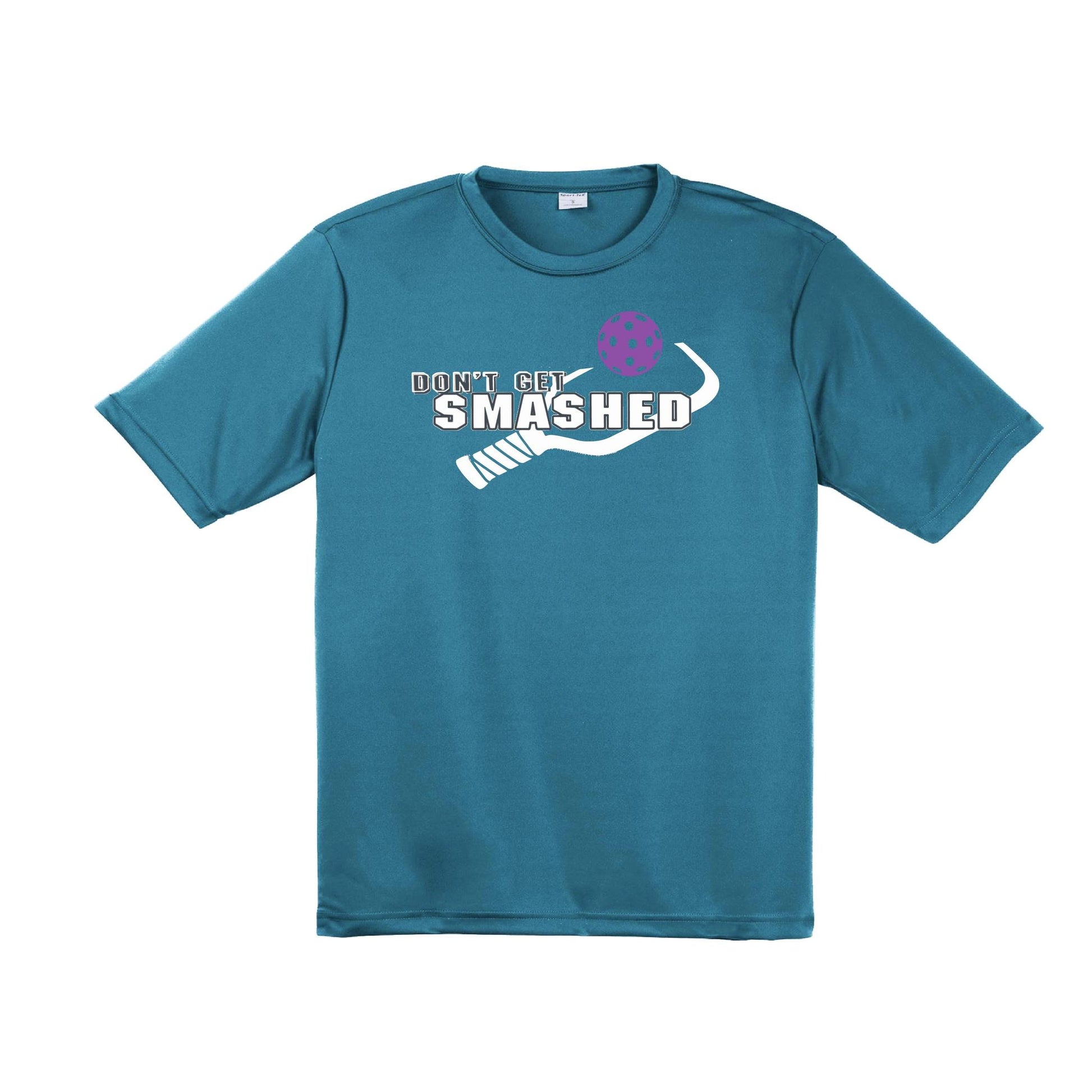Don't Get Smashed With Pickleballs (Purple White Yellow) Customizable | Men's Short Sleeve Pickleball Performance T-Shirt | 100% Polyester