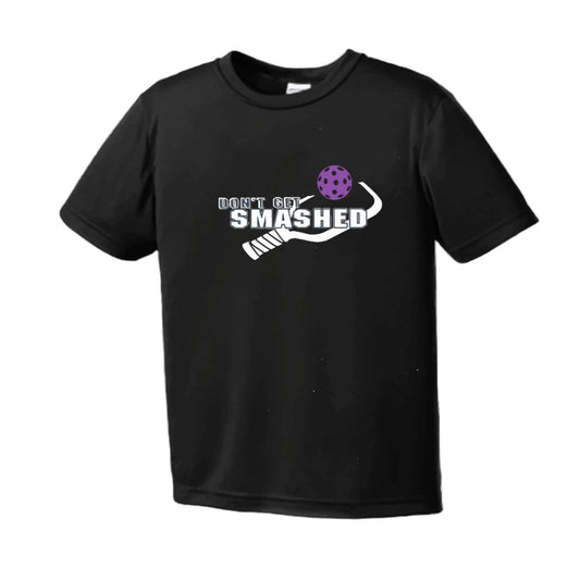 Don't Get Smashed With Pickleballs (Purple White Yellow) Customizable | Men's Short Sleeve Pickleball Performance T-Shirt | 100% Polyester
