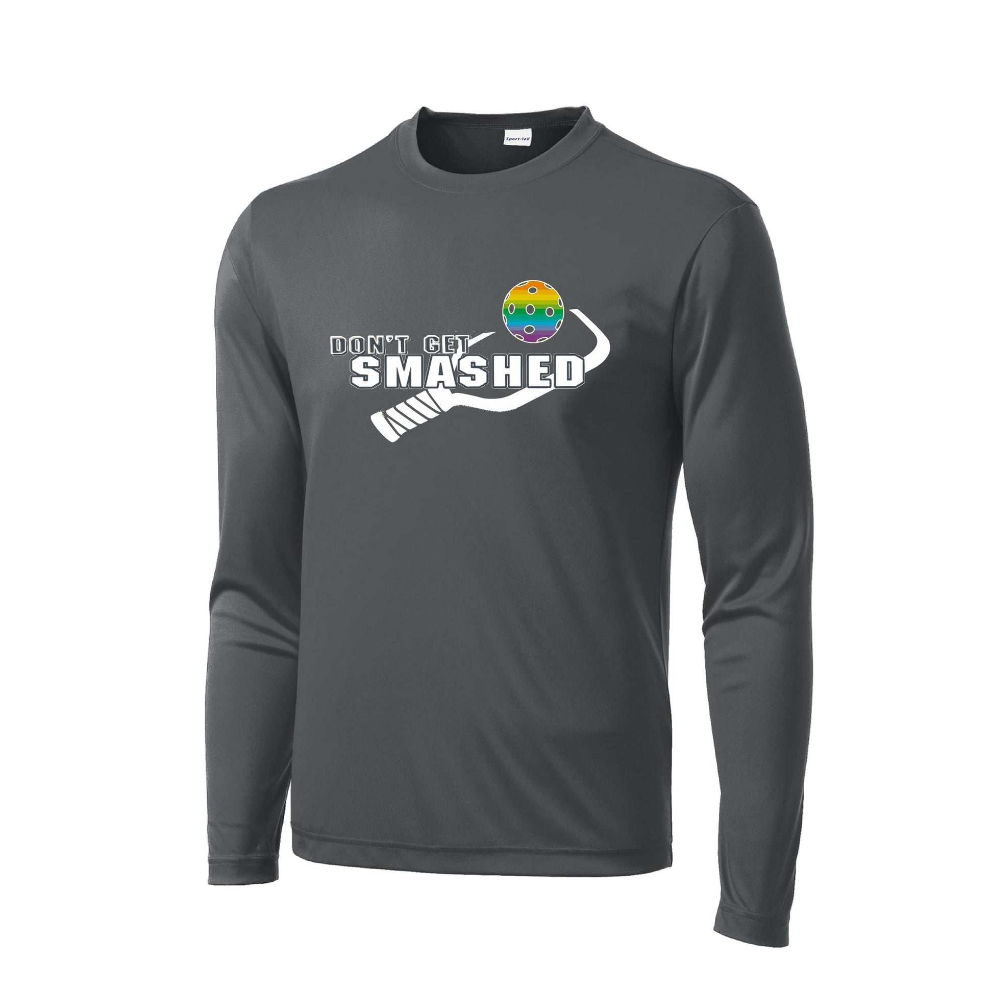 Don't Get Smashed With Pickleballs (Rainbow Green Red) Customizable | Men's Long Sleeve Athletic Performance T-Shirt | 100% Polyester