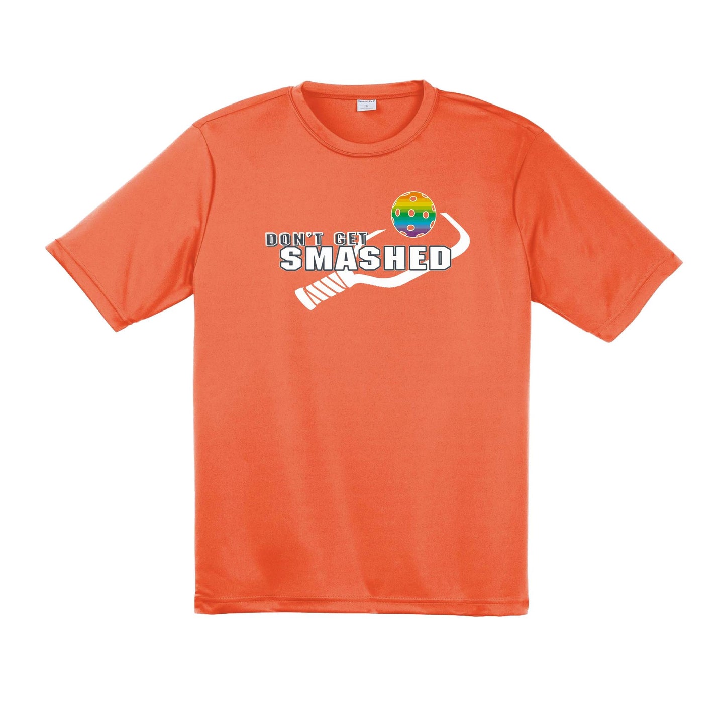 Don't Get Smashed With Pickleballs (Red Green Rainbow) Customizable | Men's Short Sleeve Pickleball Performance T-Shirt | 100% Polyester