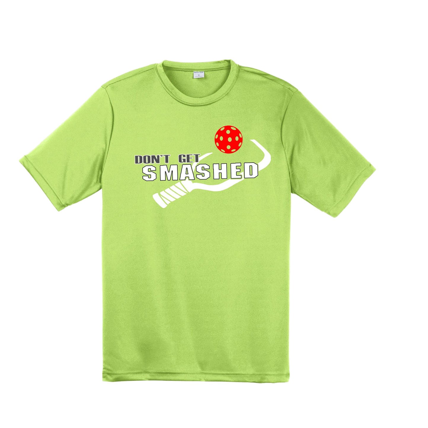 Don't Get Smashed With Pickleballs (Red Green Rainbow) Customizable | Men's Short Sleeve Pickleball Performance T-Shirt | 100% Polyester