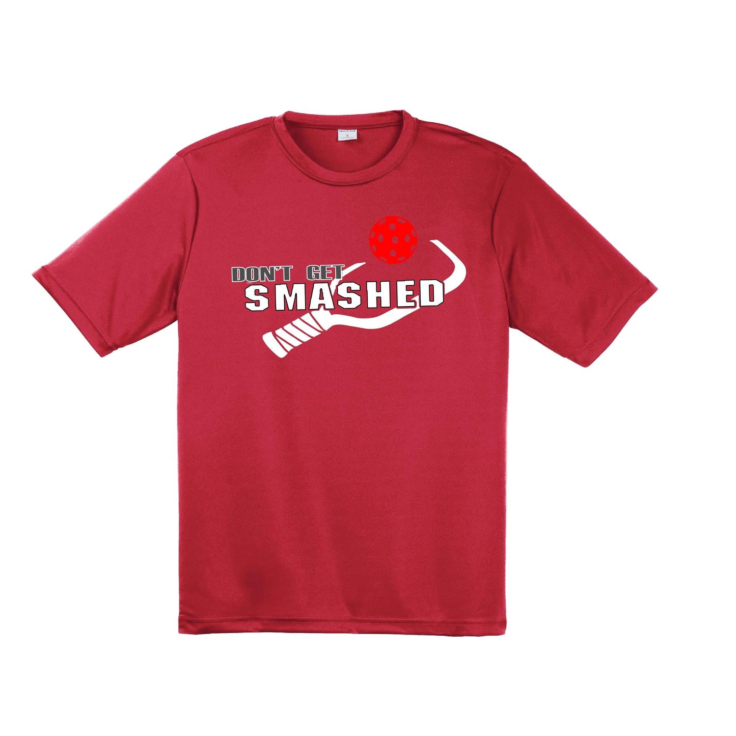 Don't Get Smashed With Pickleballs (Red Green Rainbow) Customizable | Men's Short Sleeve Pickleball Performance T-Shirt | 100% Polyester