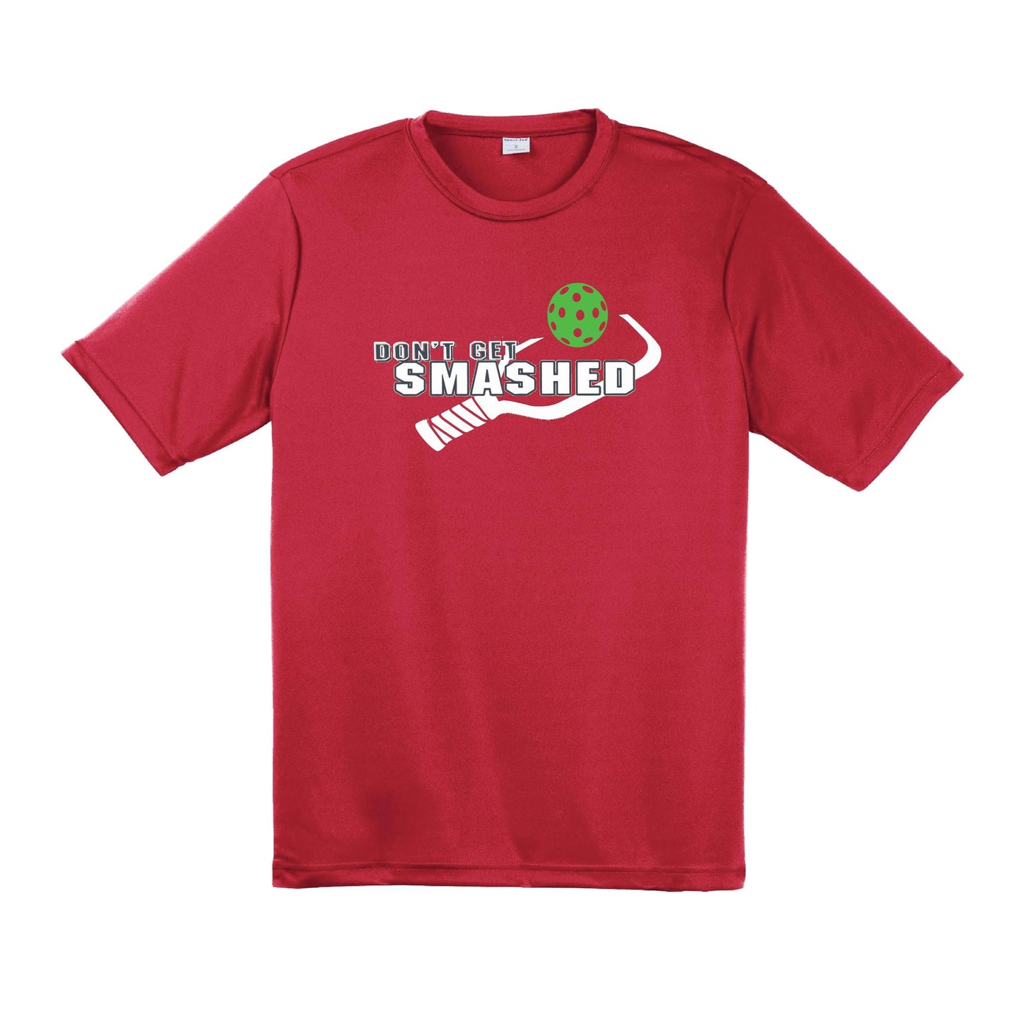 Don't Get Smashed With Pickleballs (Red Green Rainbow) Customizable | Men's Short Sleeve Pickleball Performance T-Shirt | 100% Polyester