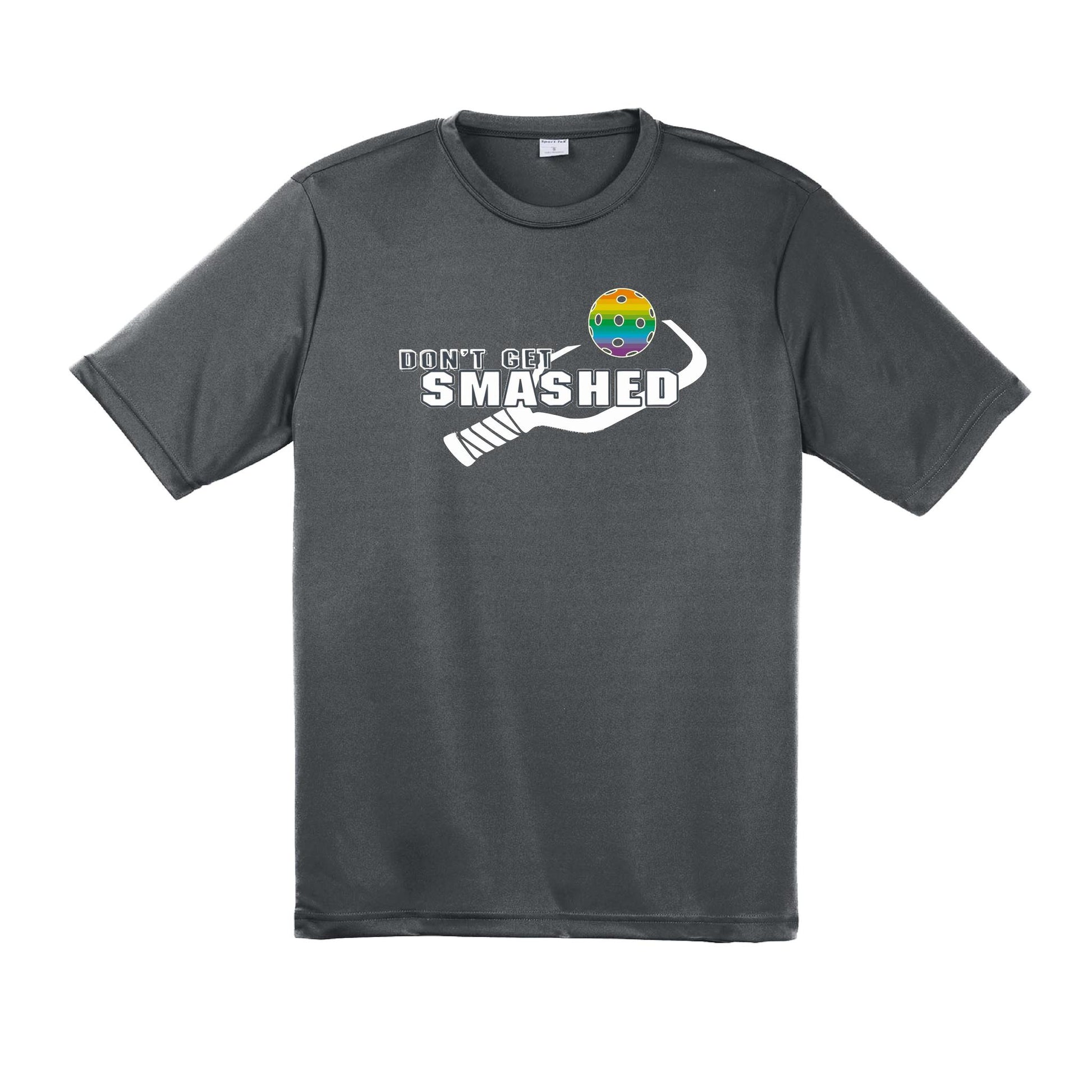 Don't Get Smashed With Pickleballs (Red Green Rainbow) Customizable | Men's Short Sleeve Pickleball Performance T-Shirt | 100% Polyester