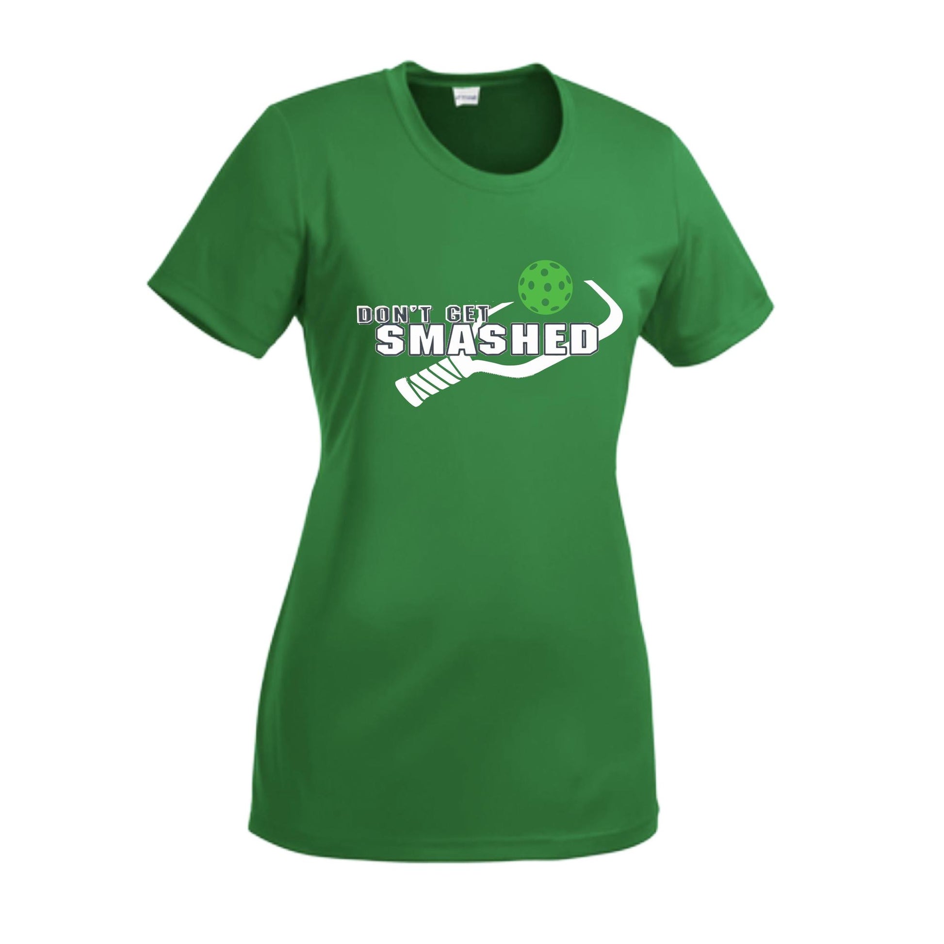 Don't Get Smashed With Pickleballs (Red Green Rainbow) Customizable | Women’s Short Sleeve Crewneck Athletic Performance T-Shirts | 100% Polyester