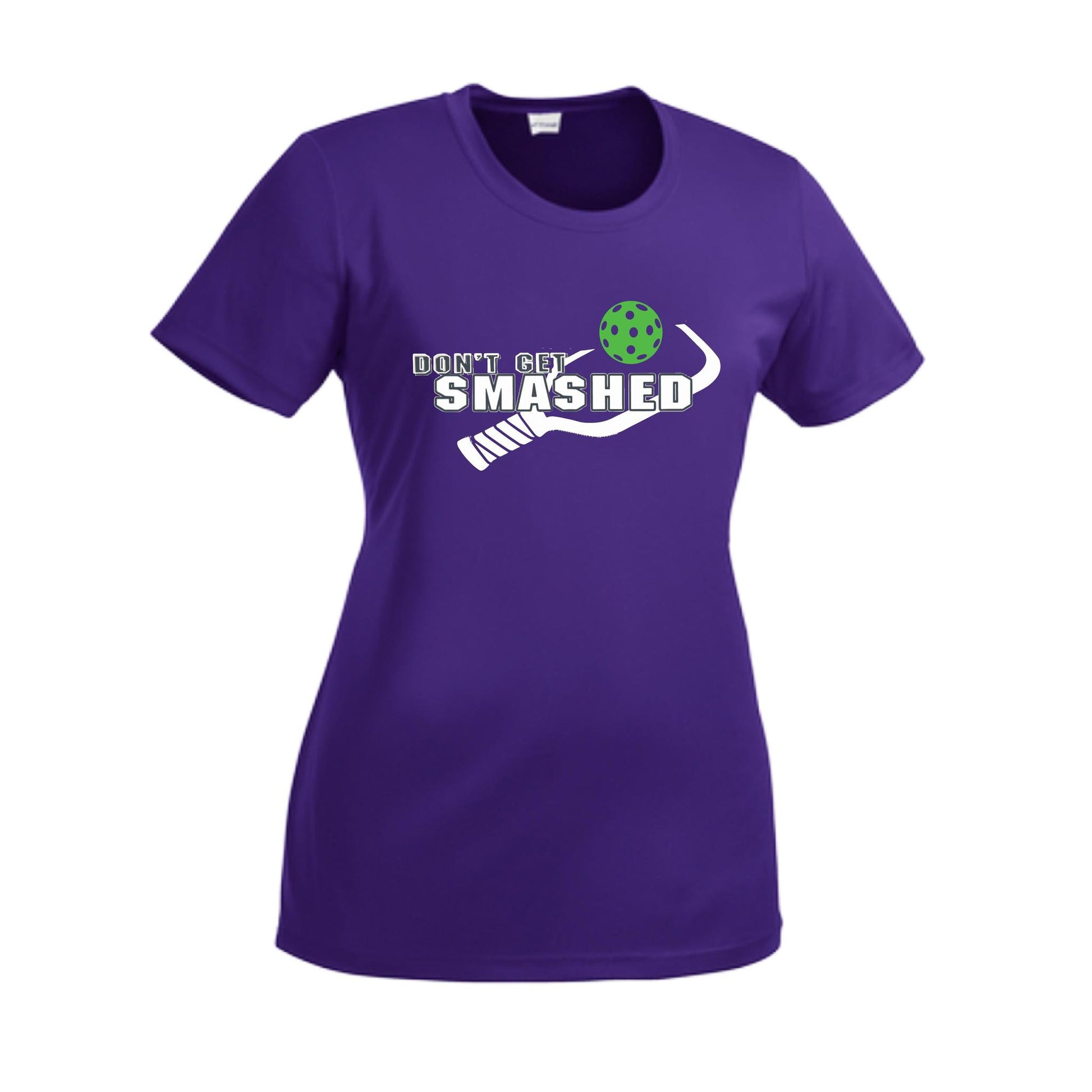 Don't Get Smashed With Pickleballs (Red Green Rainbow) Customizable | Women’s Short Sleeve Crewneck Athletic Performance T-Shirts | 100% Polyester