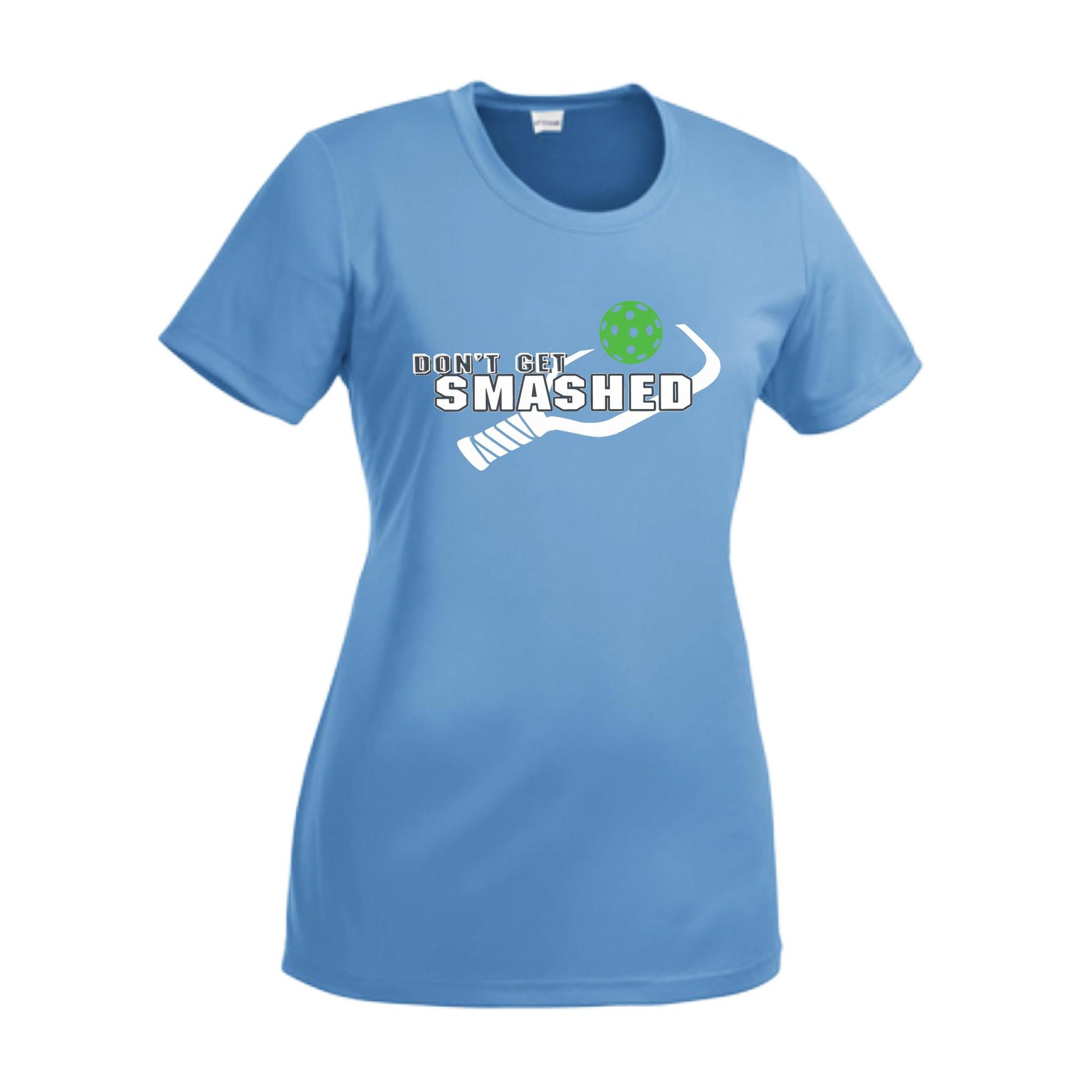 Don't Get Smashed With Pickleballs (Red Green Rainbow) Customizable | Women’s Short Sleeve Crewneck Athletic Performance T-Shirts | 100% Polyester