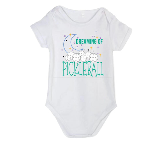 Dreaming Of Pickleball | Clearance Infant Short Sleeve One Piecce Bodysuit | 100% Cotton