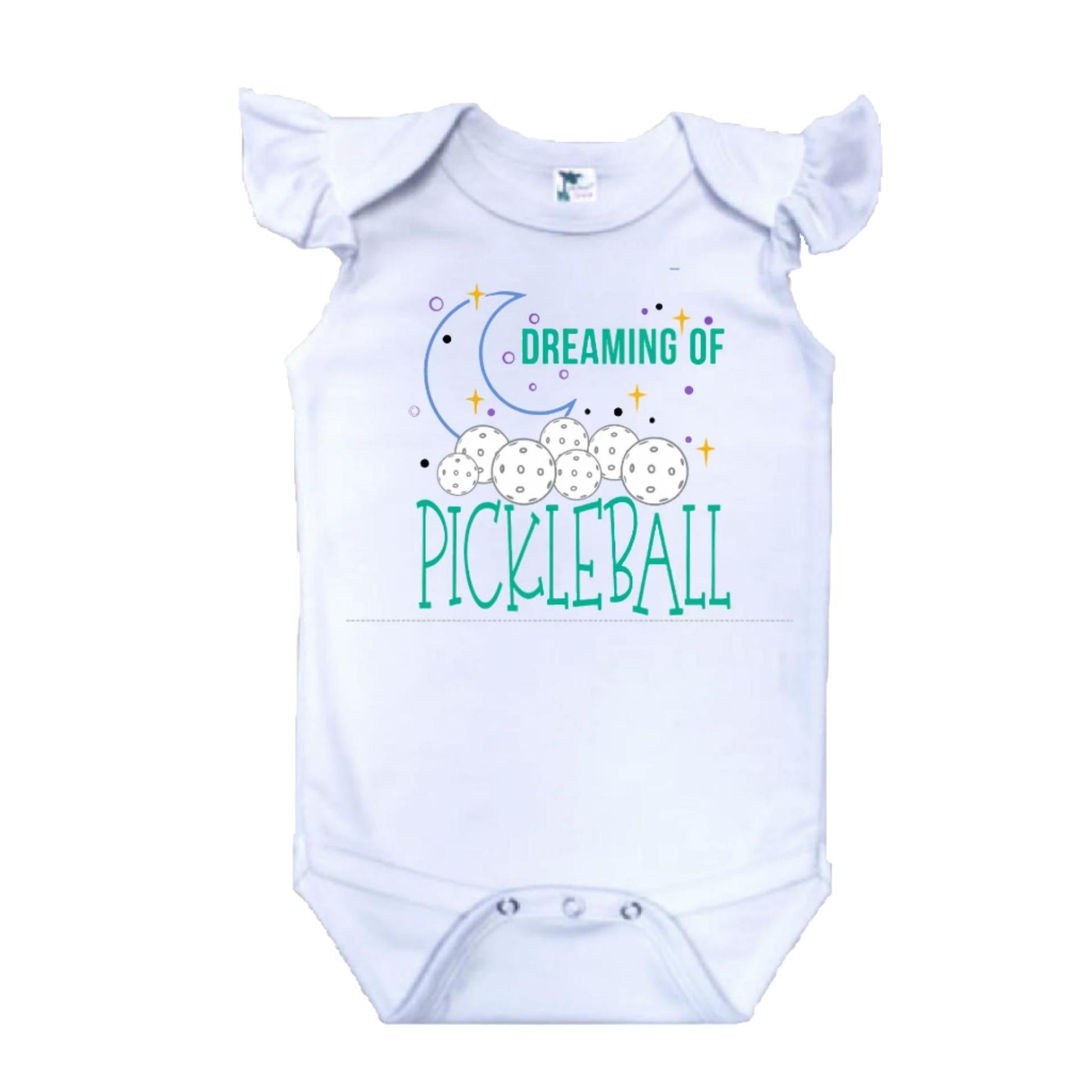 Dreaming Of Pickleball | Infant Flutter Sleeve One-Piece Bodysuit