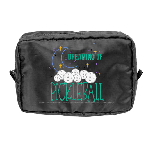 Dreaming Of Pickleball | Pickleball Dimensional Cosmetic Pouch Bag | Small Size Court Dimensional Bag