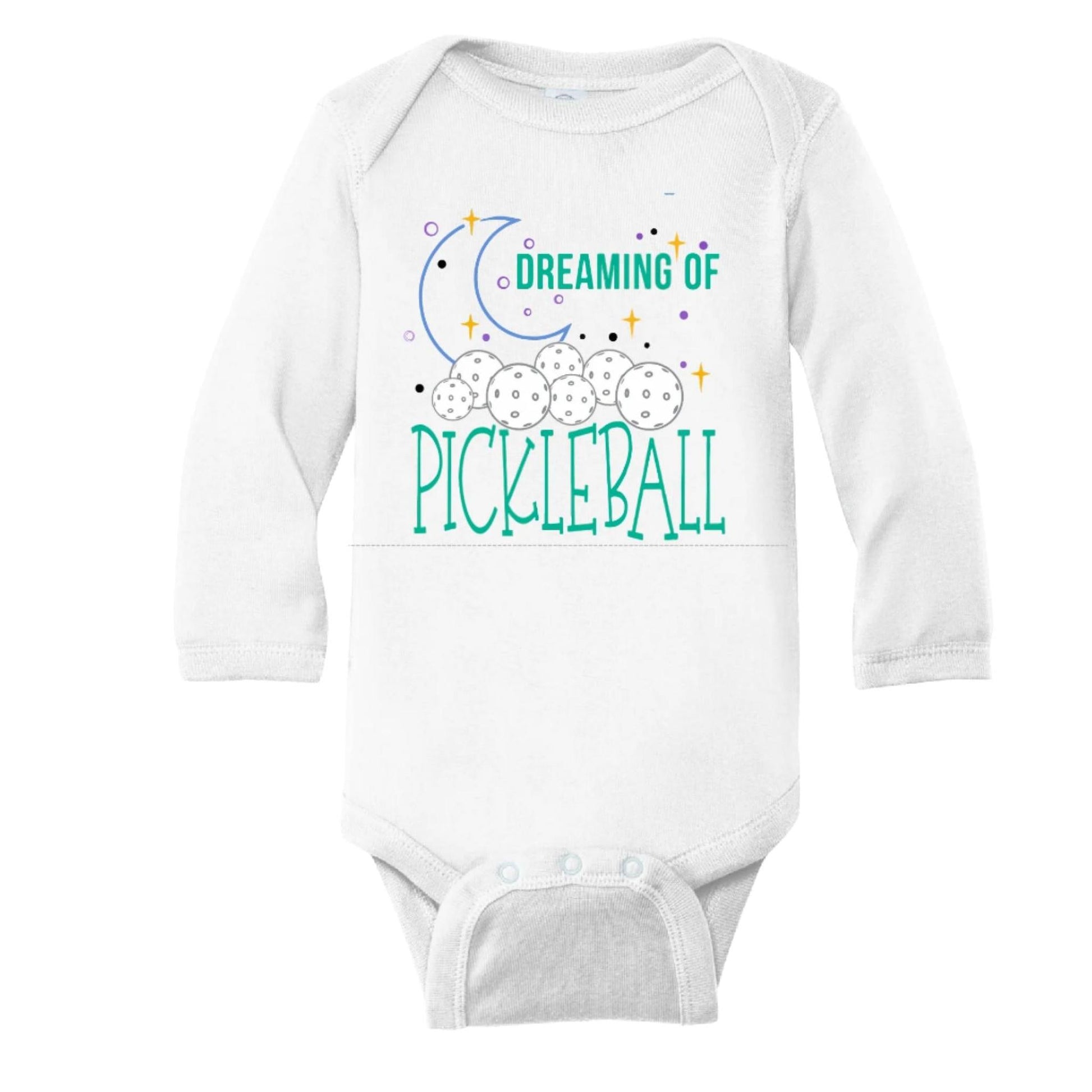 Dreaming of Pickleball | Infant Long Sleeve One-Piece Bodysuit| 100% Cotton