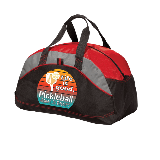 Life is Good Pickleball Makes it Better | Pickleball Sports Duffel | Medium Size Court Bag