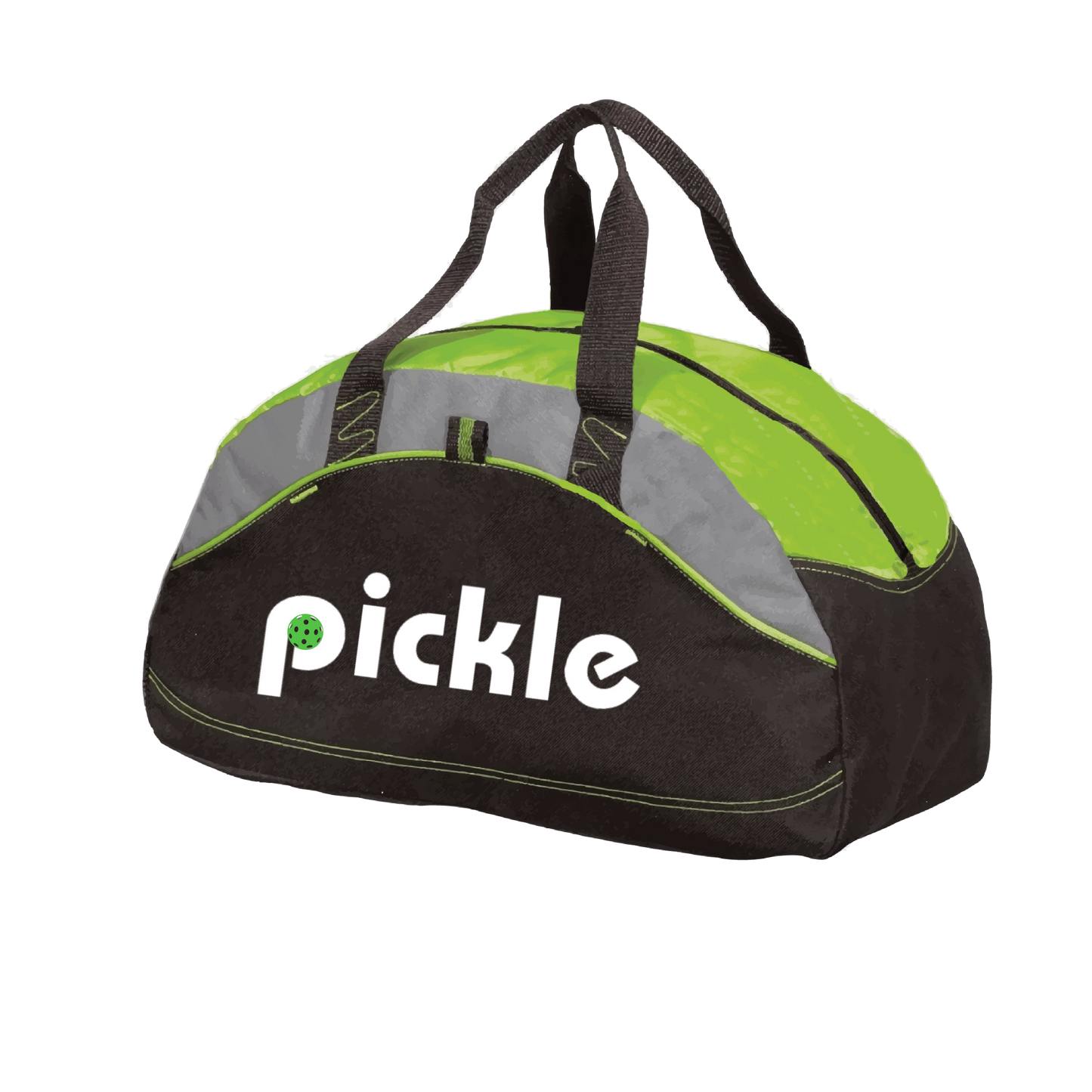 Carry your gear in comfort and style. This fun pickleball duffel bag is the perfect accessory for all pickleball players needing to keep their gear in one place. This medium sized duffel tote is ideal for all your pickleball activities. The large center compartment allows for plenty of space and the mesh end pocket is perfect for holding a water bottle. Duffel bag comes with an adjustable shoulder strap and the polyester material is durable and easily cleaned.