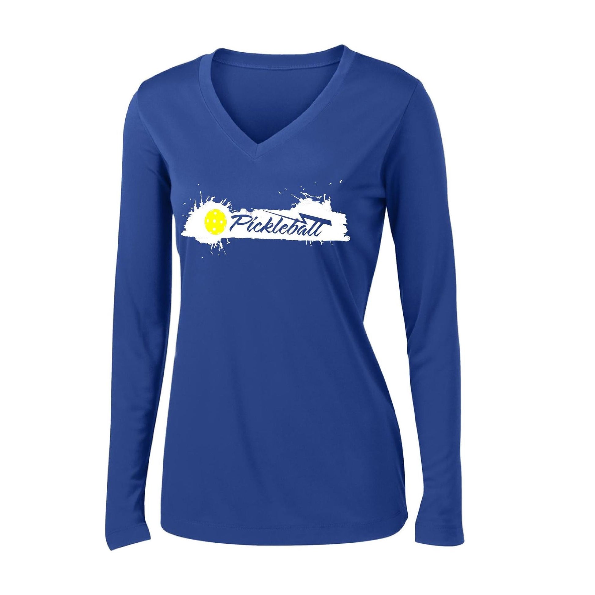 Extreme Pickleball | Women's Long Sleeve V-Neck Pickleball Performance T-Shirts | 100% Polyester