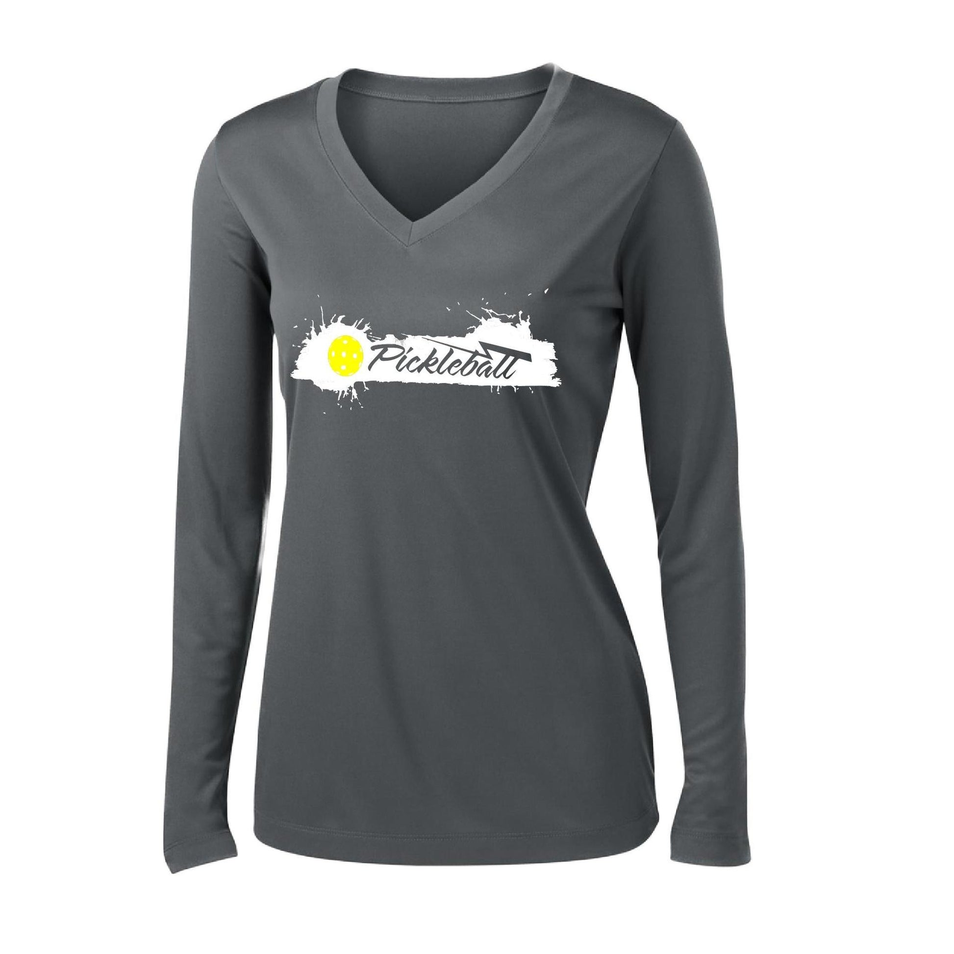 Extreme Pickleball | Women's Long Sleeve V-Neck Pickleball Performance T-Shirts | 100% Polyester