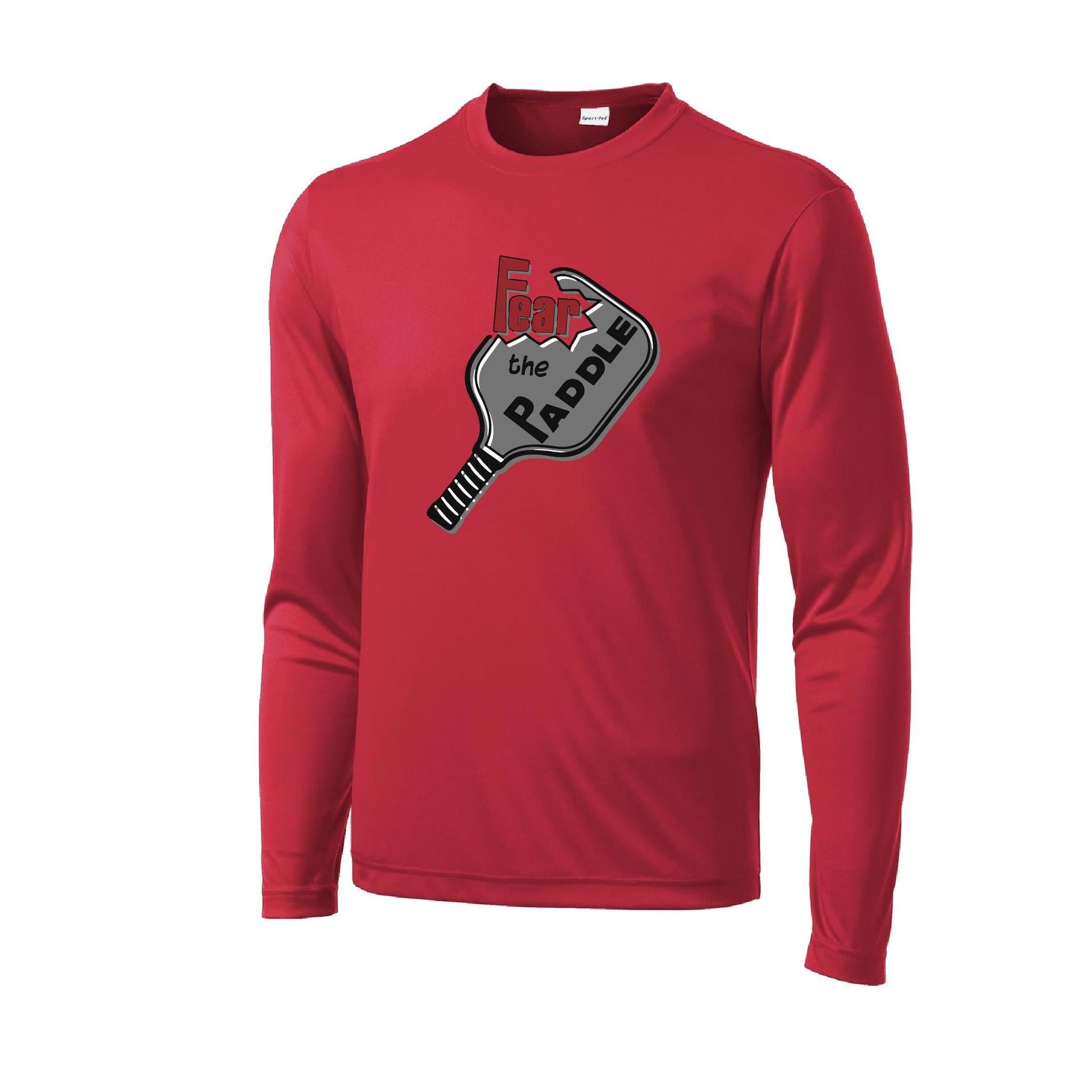 Fear The Paddle | Men's Long Sleeve Pickleball Performance T-Shirt | 100% Polyester