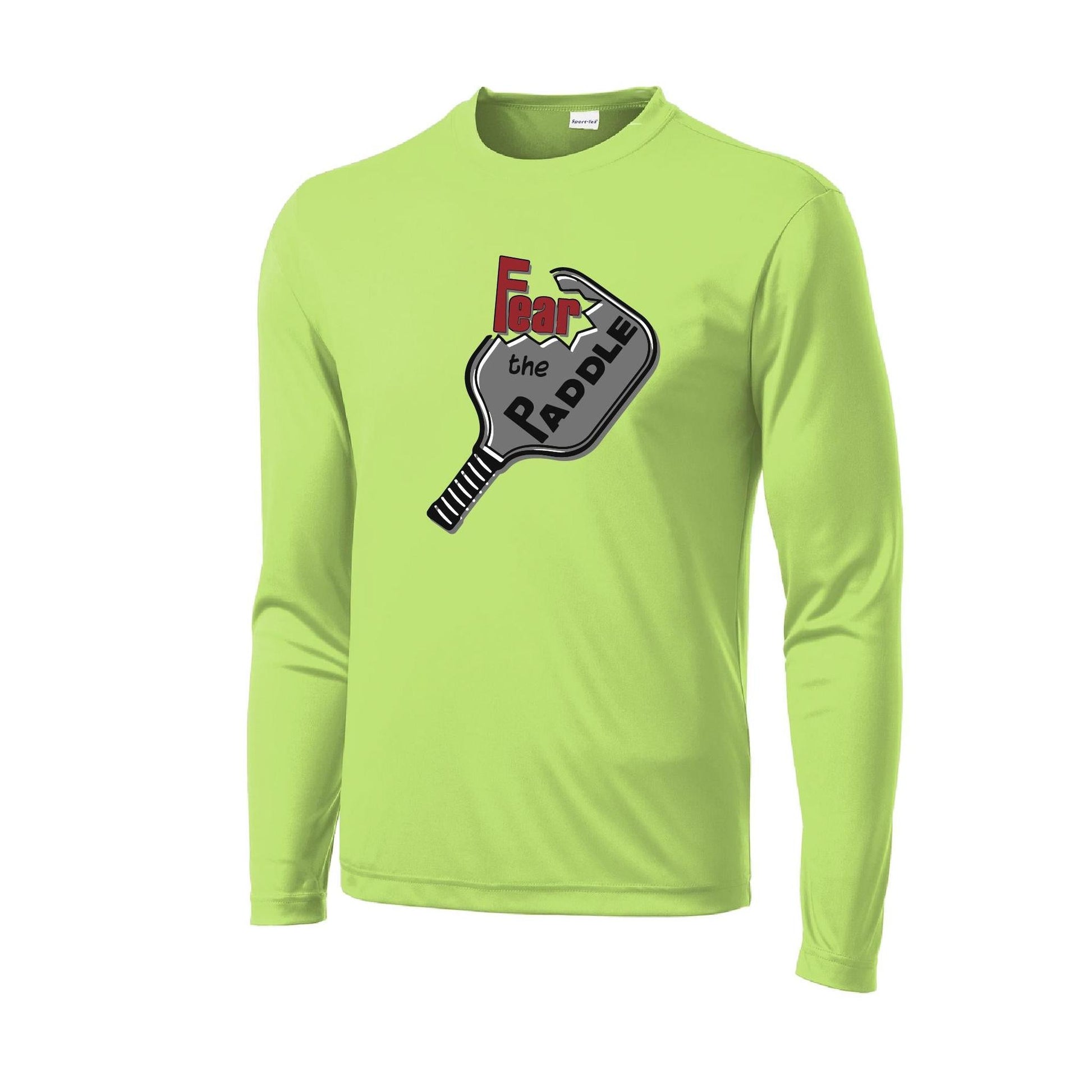 Fear The Paddle | Men's Long Sleeve Pickleball Performance T-Shirt | 100% Polyester