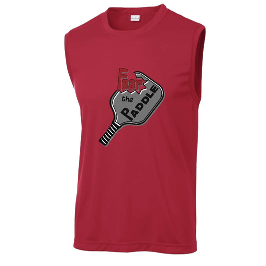 Fear The Paddle | Men's Sleeveless Pickleball Performance T-Shirt | 100% Polyester