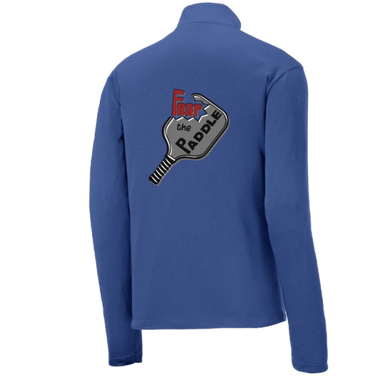 Fear The Pickleball Paddle | Men's 1/4 Zip Long Sleeve Pullover Athletic Performance Shirt | 100% Polyester