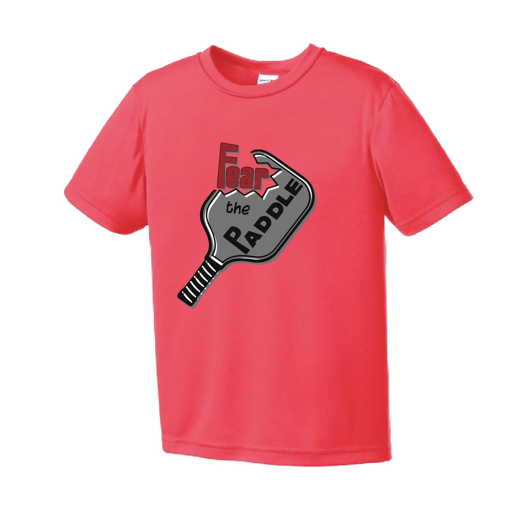 Fear The Pickleball Paddle | Youth Short Sleeve Pickleball Performance T-Shirts | 100% Polyester
