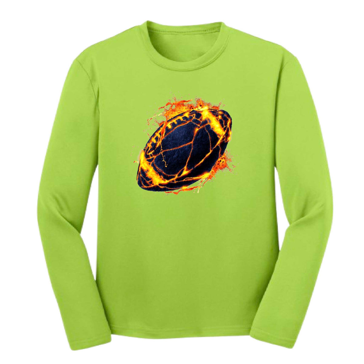 Fire Football | Youth Long Sleeve Football T-Shirts | 100% Polyester