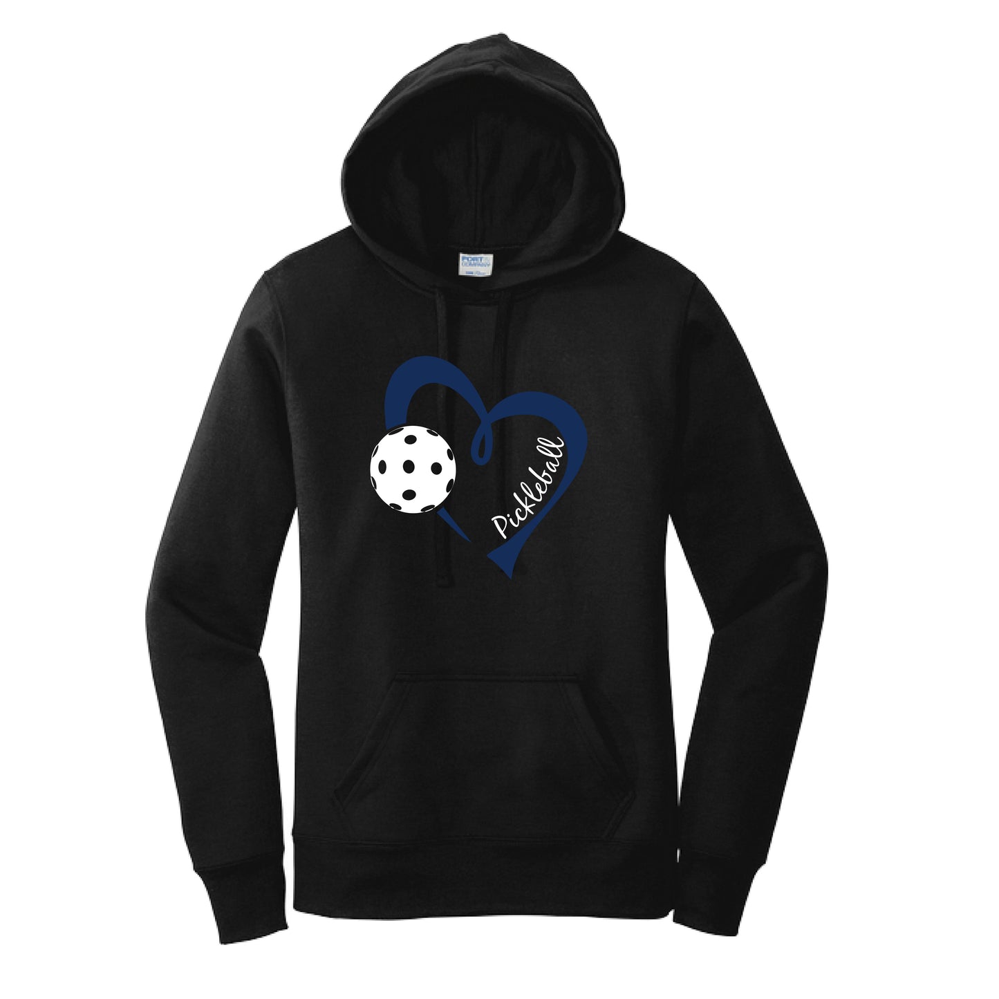 Pickleball Love (Navy) | Women’s Fitted Hoodie Pickleball Sweatshirt | 50% Cotton 50% Poly Fleece