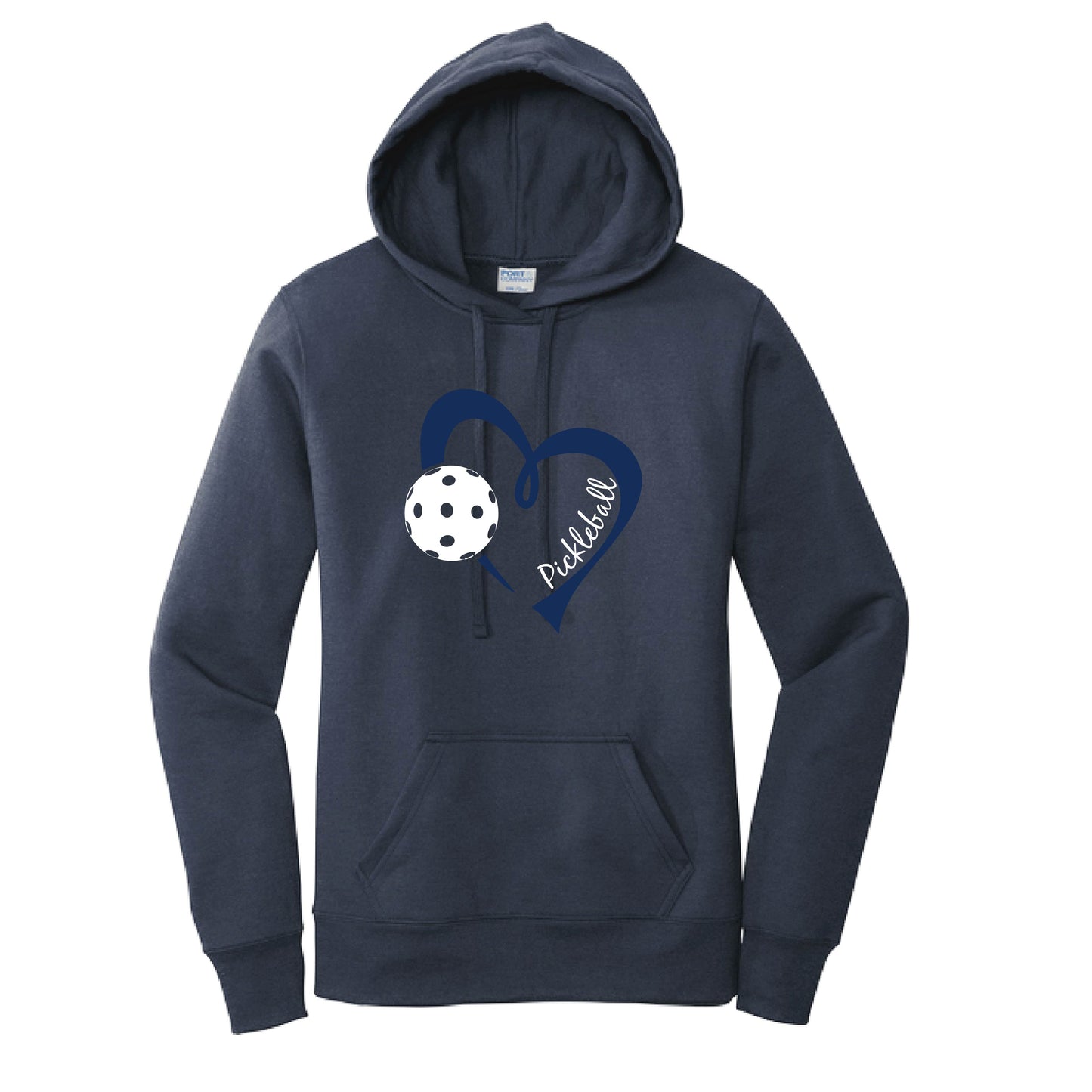 Pickleball Love (Navy) | Women’s Fitted Hoodie Pickleball Sweatshirt | 50% Cotton 50% Poly Fleece