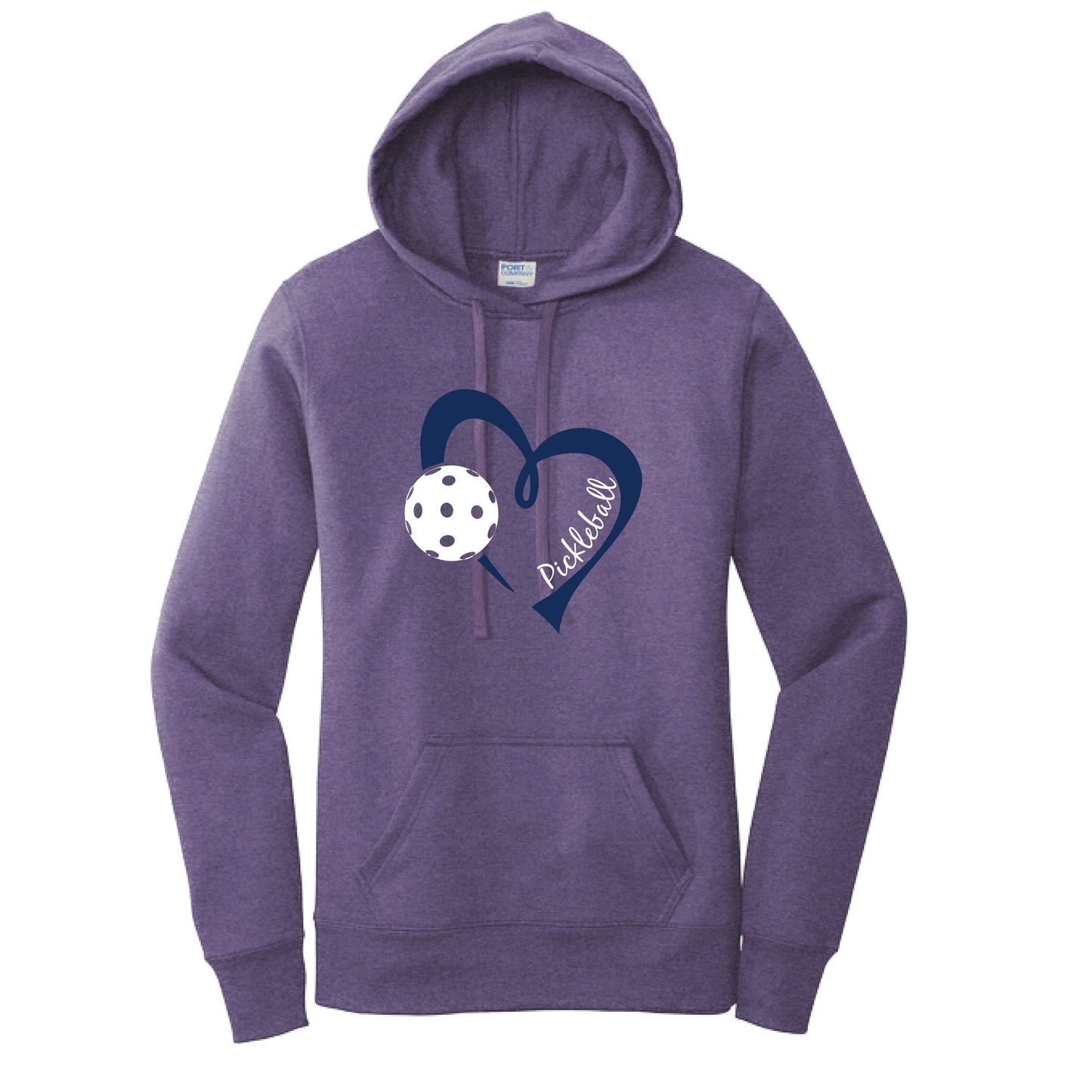 Pickleball Love (Navy) | Women’s Fitted Hoodie Pickleball Sweatshirt | 50% Cotton 50% Poly Fleece