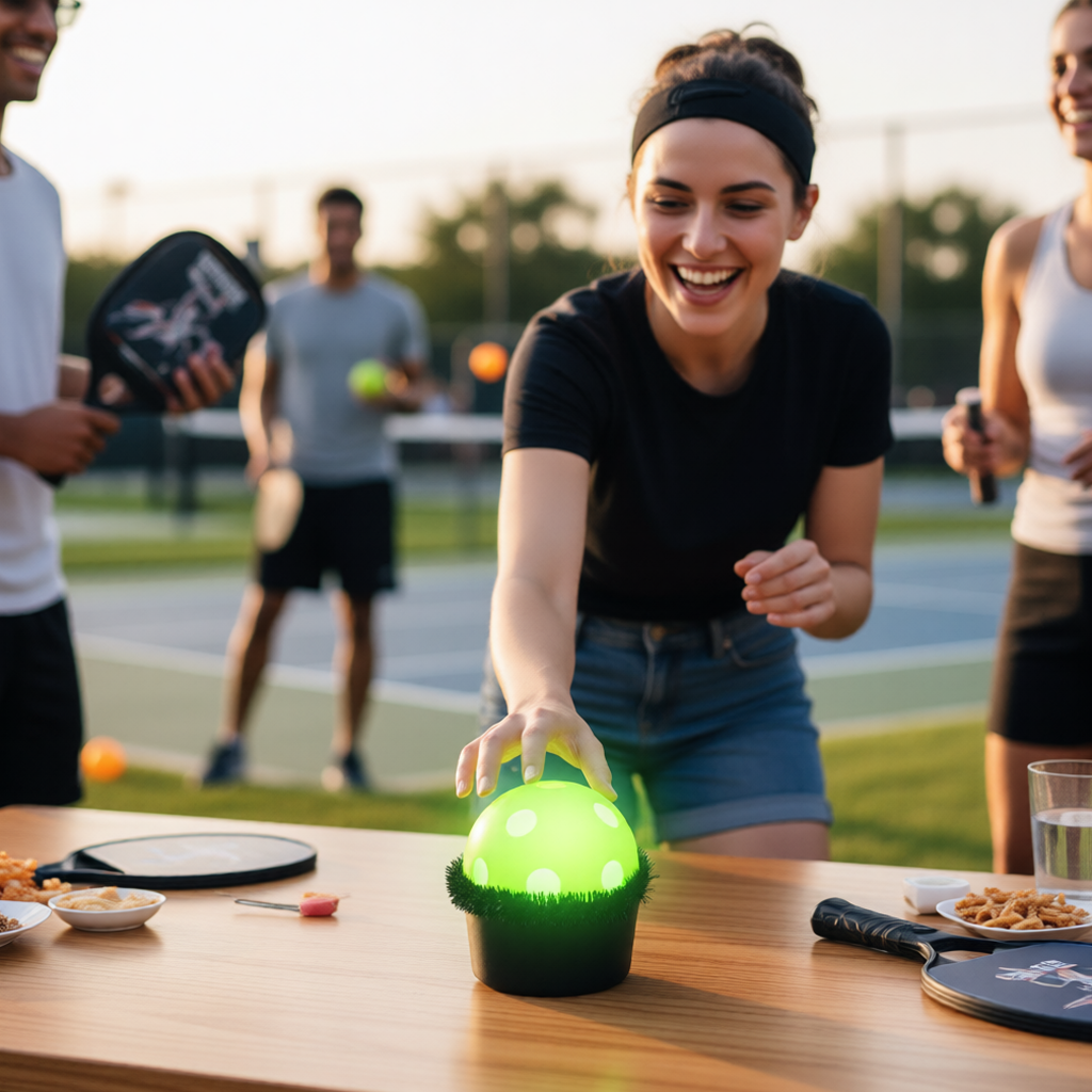 Flashing Disco Pickleball Globe | Pickleball Retro Celebration Strobe Light Table Decoration | Fun Pickleball Gifts