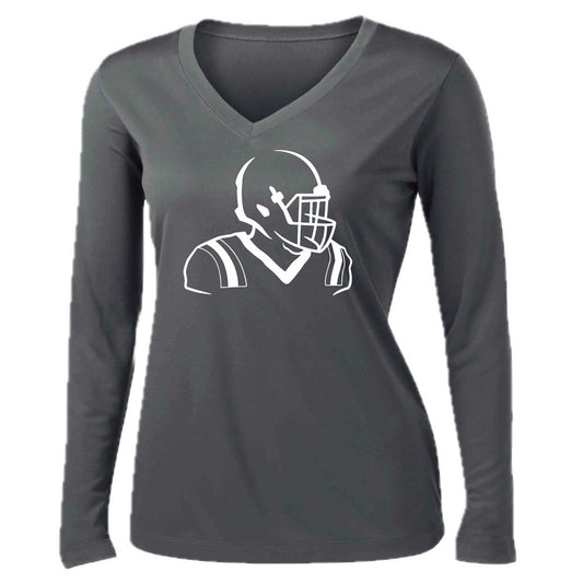 Football Player | Women’s Long Sleeve V-Neck Football T-Shirt | 100% Polyester