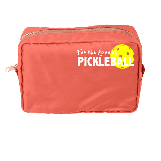 For The Love Of Pickleball | Pickleball Dimensional Cosmetic Pouch Bag | Small Size Court Dimensional Bag