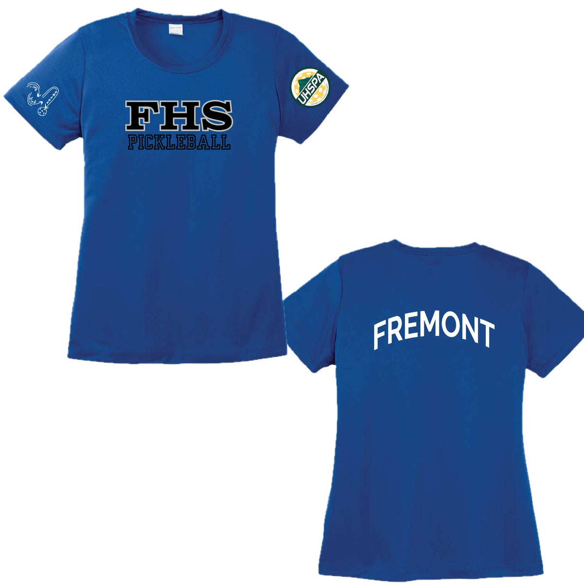 Fremont High School - Initials Design - UHSPA | Women's Short Sleeve Crewneck T-Shirts | 100% Polyester
