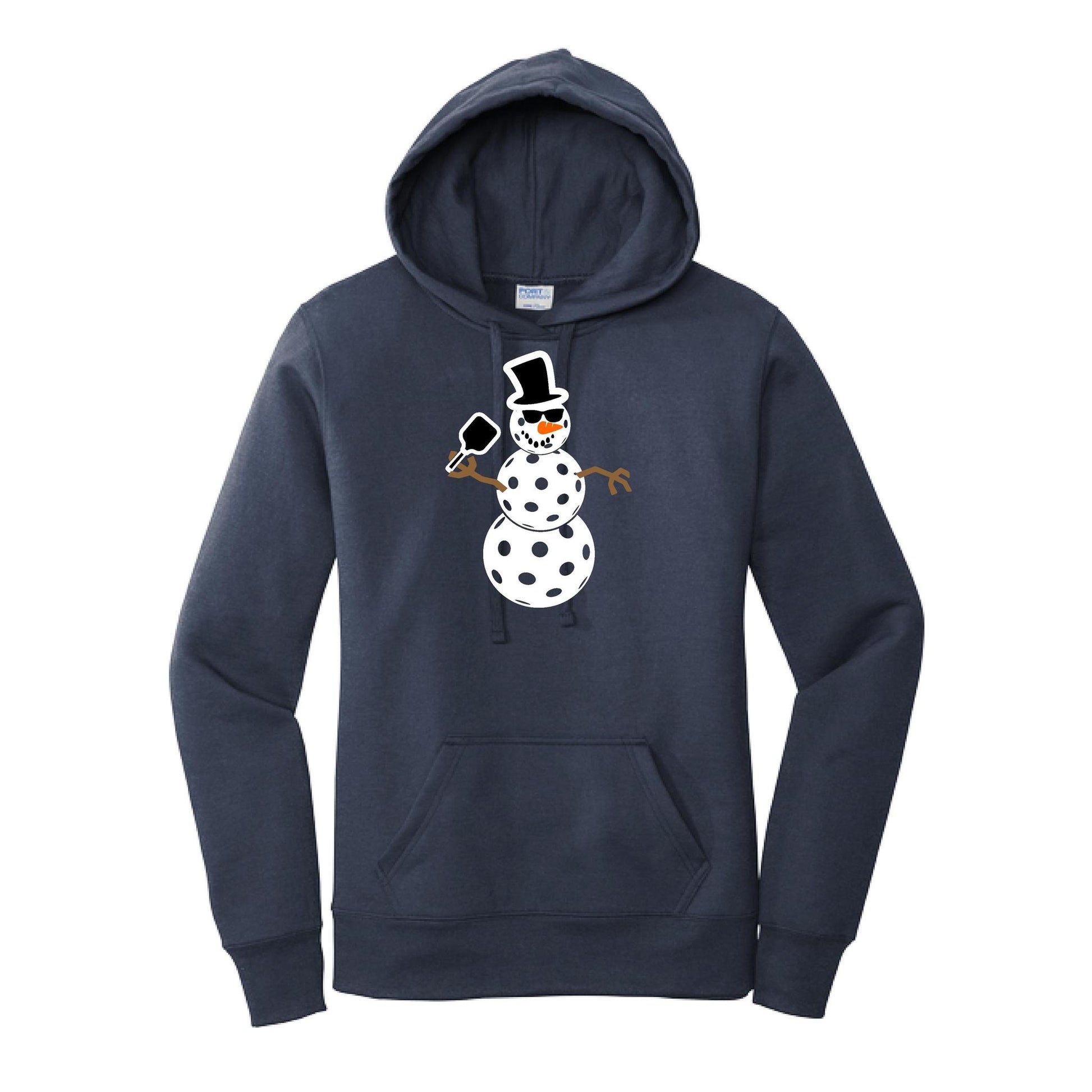 Frosty The Dinking Snowman | Women’s Fitted Hoodie Pickleball Sweatshirt | 50% Cotton 50% Poly Fleece