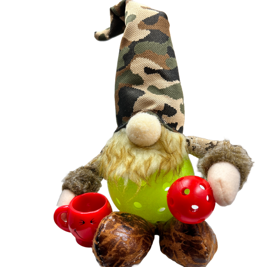 Large Camo Coffee Pickleball Gnomes | Fun Pickleball Gifts