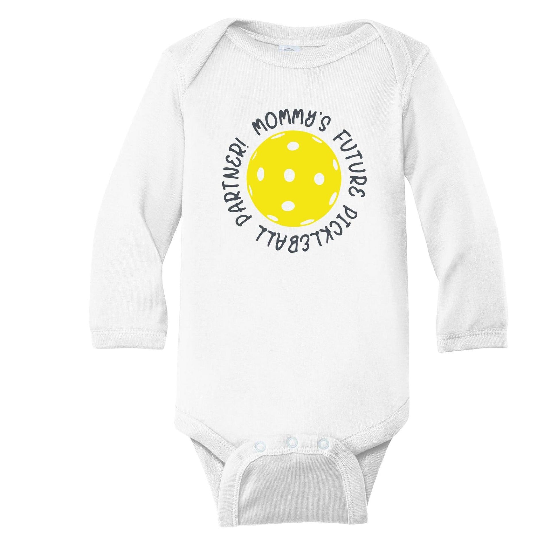 Future Mommy Or Daddy Pickleball Partner | Infant Long Sleeve One Piece Bodysuit | 100% Cotton