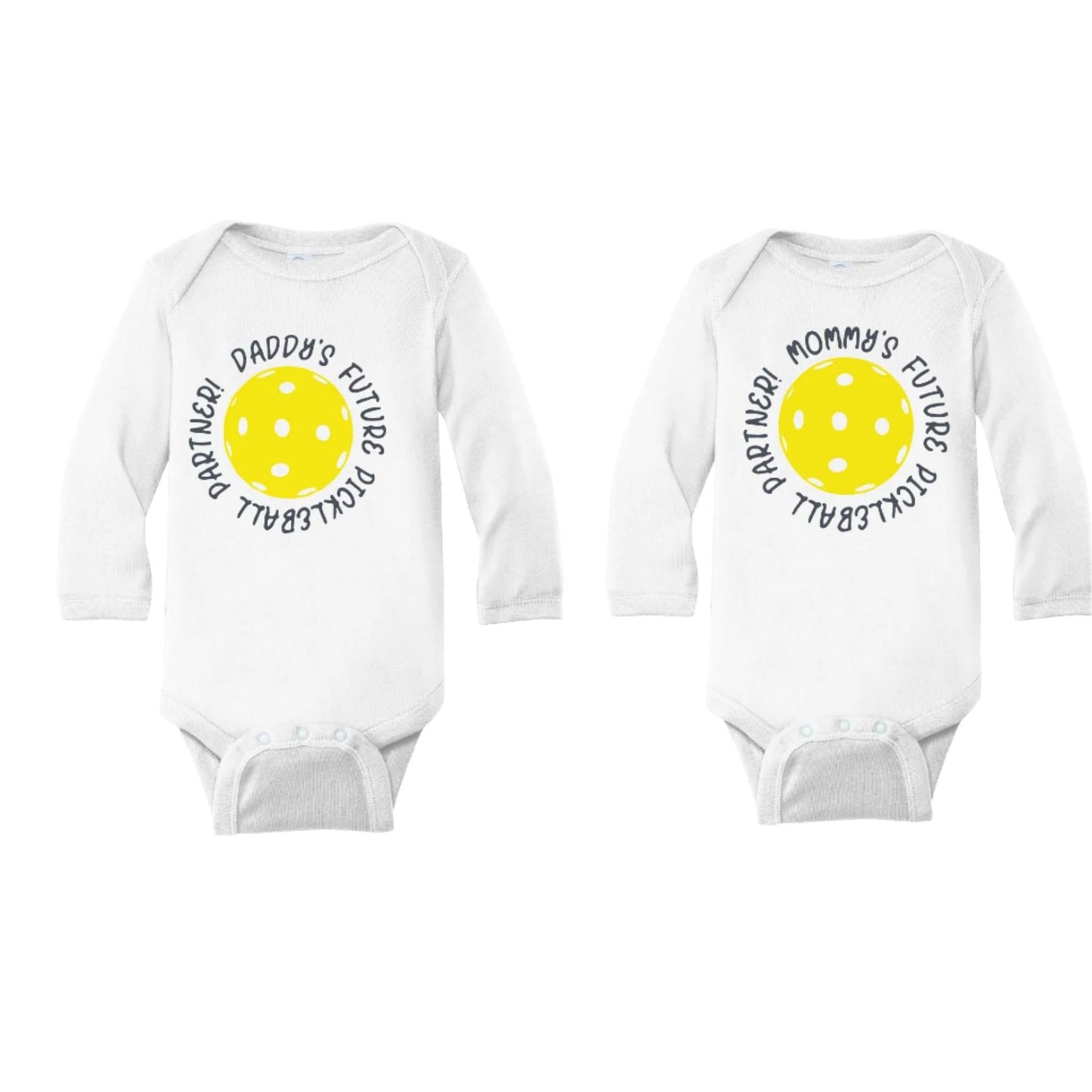 Future Mommy Or Daddy Pickleball Partner | Infant Long Sleeve One Piece Bodysuit | 100% Cotton