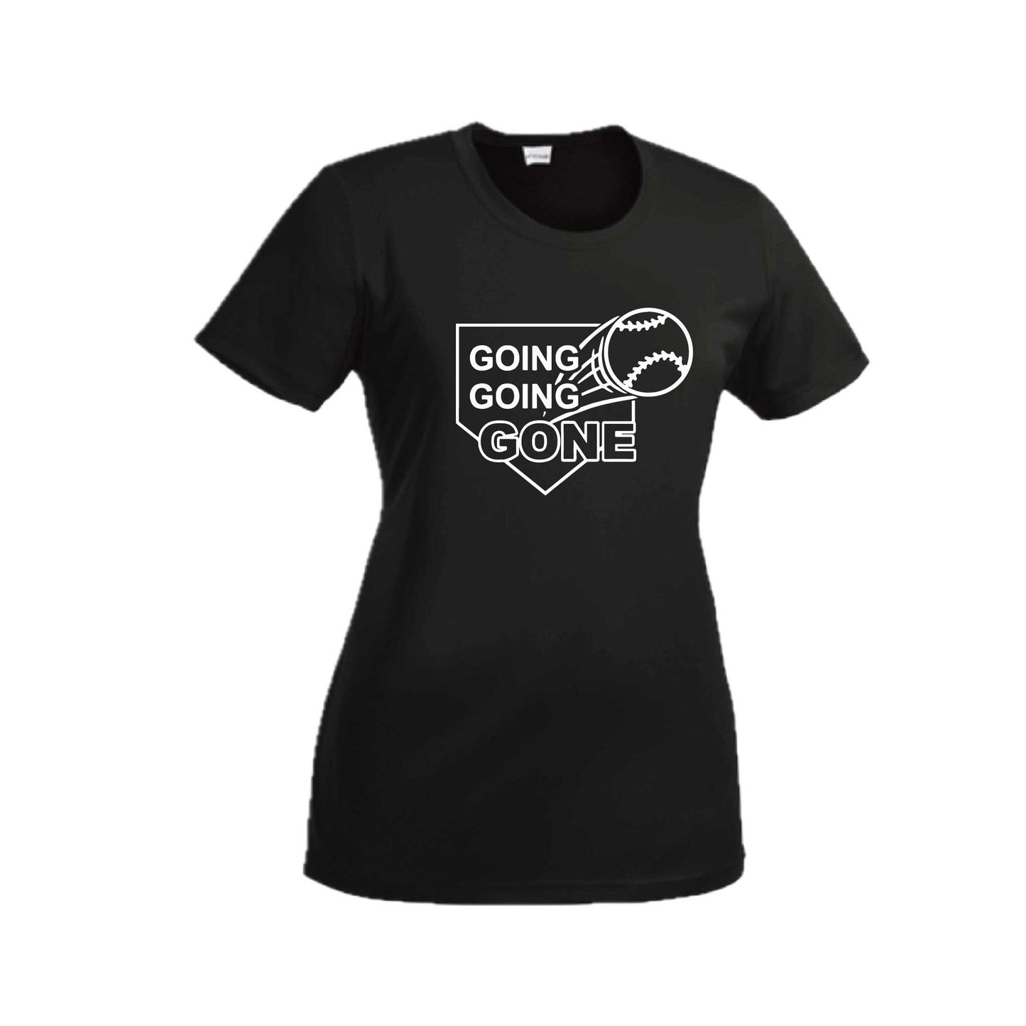 Going Going Gone | Women’s Short Sleeve Crewneck Baseball T-Shirts | 100% Polyester