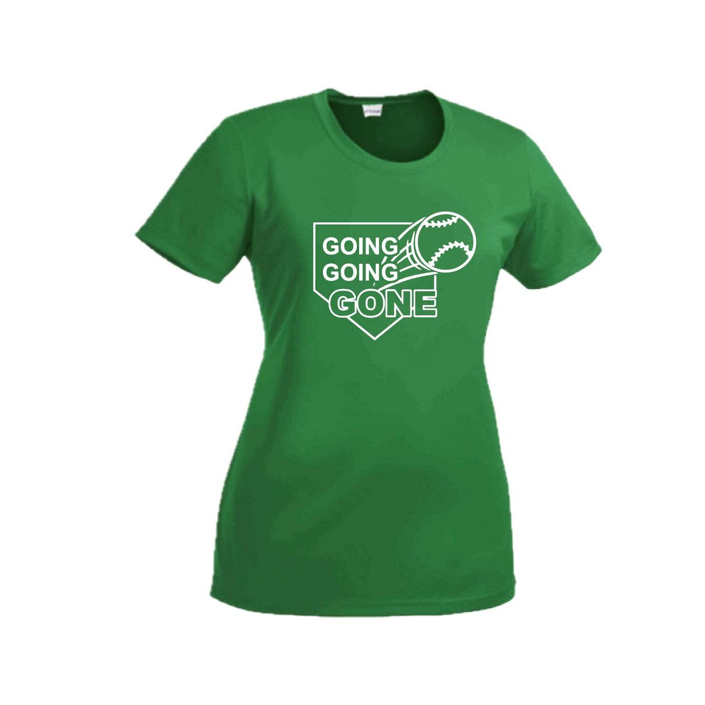 Going Going Gone | Women’s Short Sleeve Crewneck Baseball T-Shirts | 100% Polyester