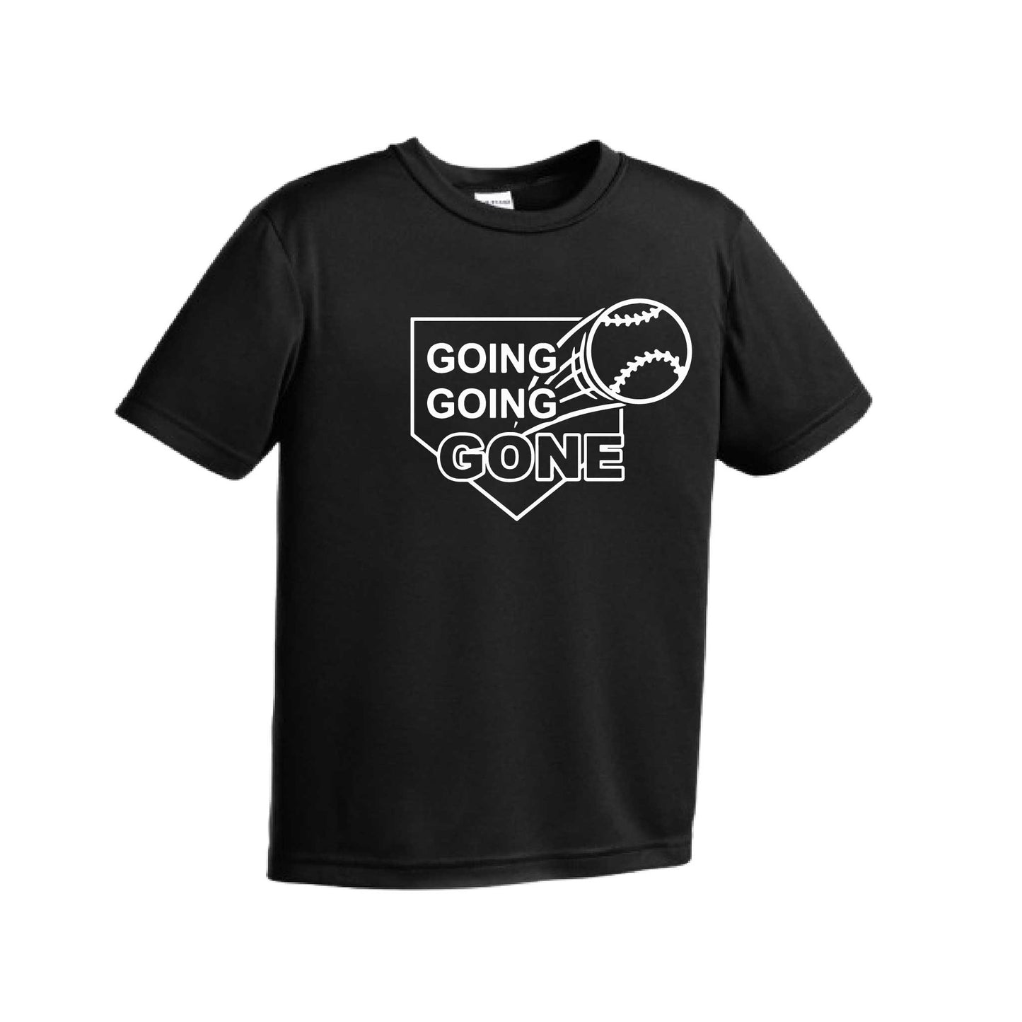 Going Going Gone | Youth Short Sleeve Baseball Performance T-Shirts | 100% Polyester