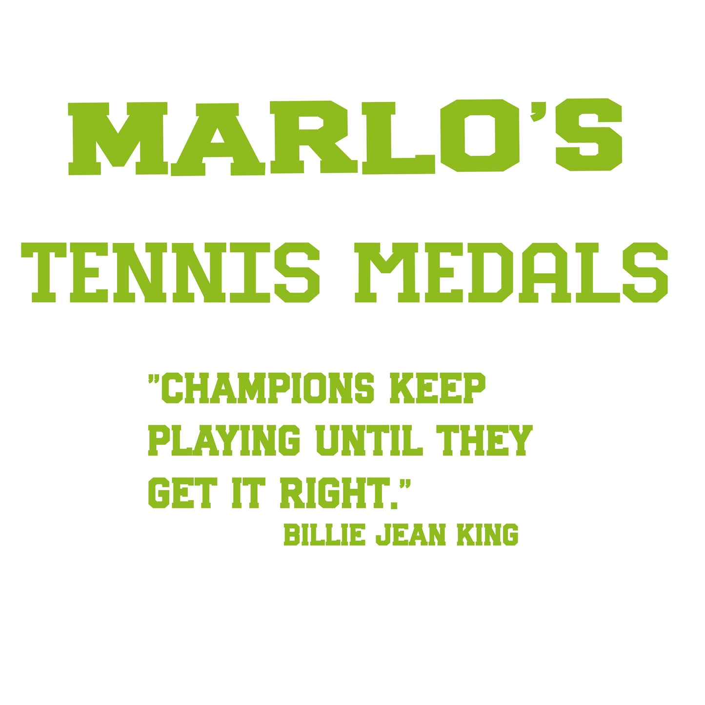 Custom Tennis "Champions Keep Playing Until They Get It Right" Trophy Display Rack | Sports Tournament Award Hanger