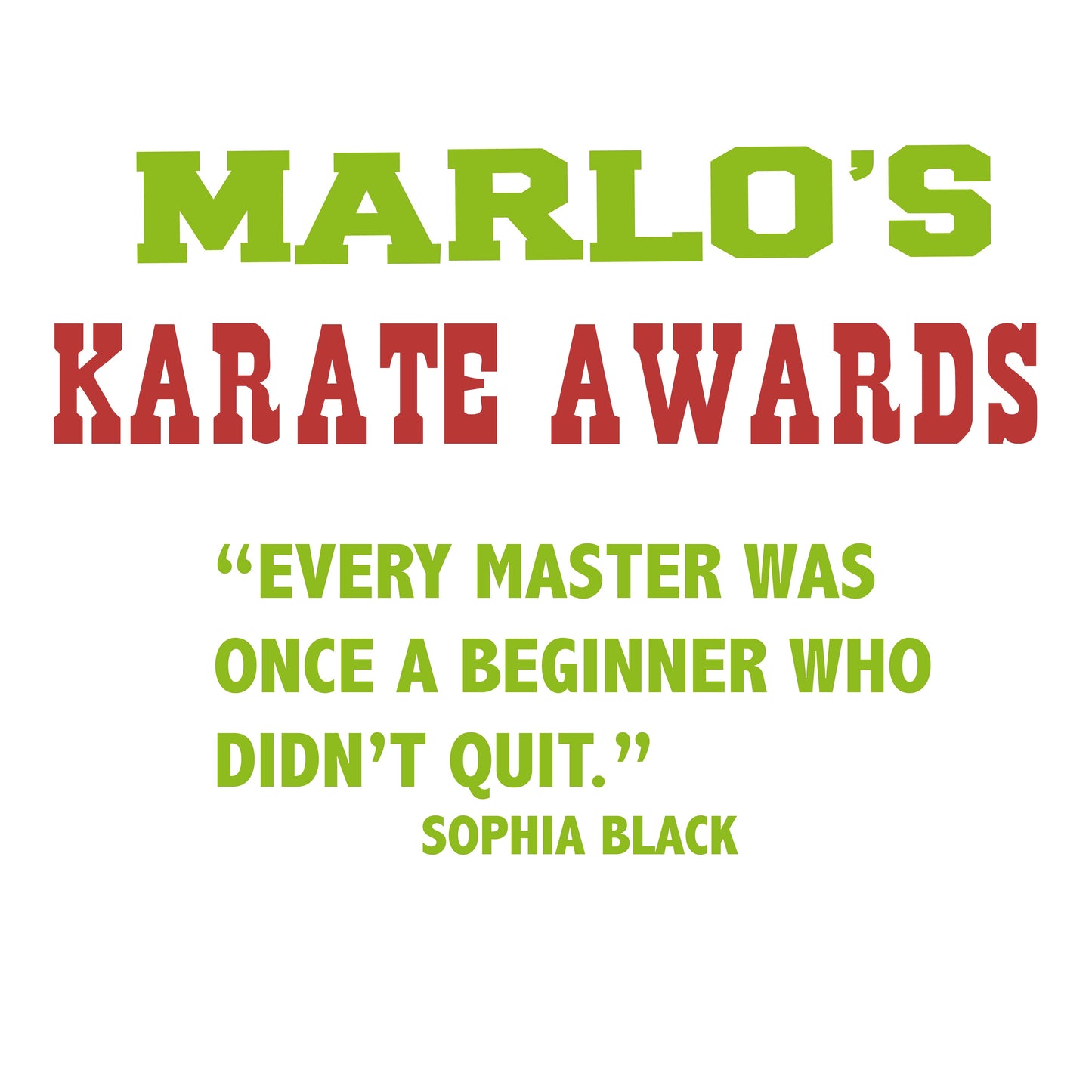 Custom Karate "Every Master Was Once a Beginner Who Didn't Quit" Trophy Display Rack | Sports Tournament Award Hanger